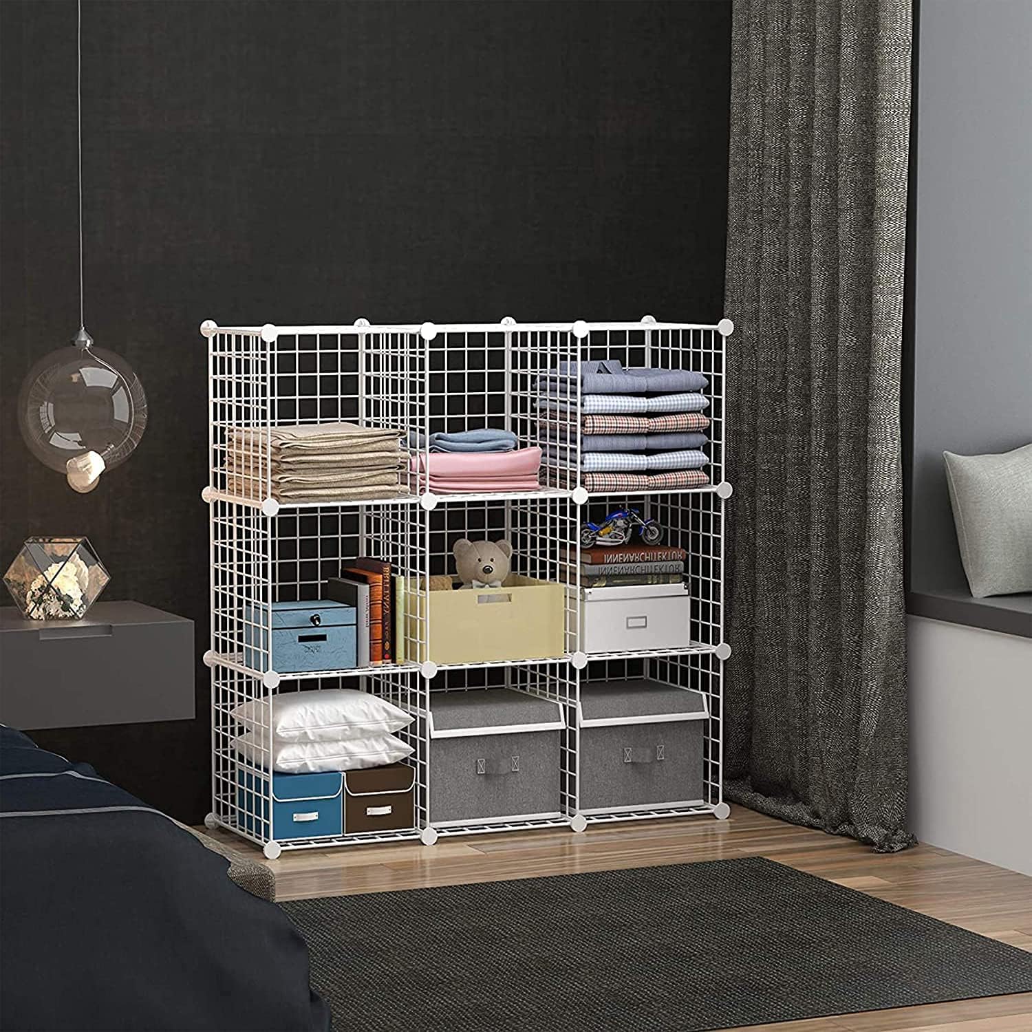 Thumbnail 3 de C&AHOME 9-Cube Wire Storage Organizer, White Metal Modular Shelf