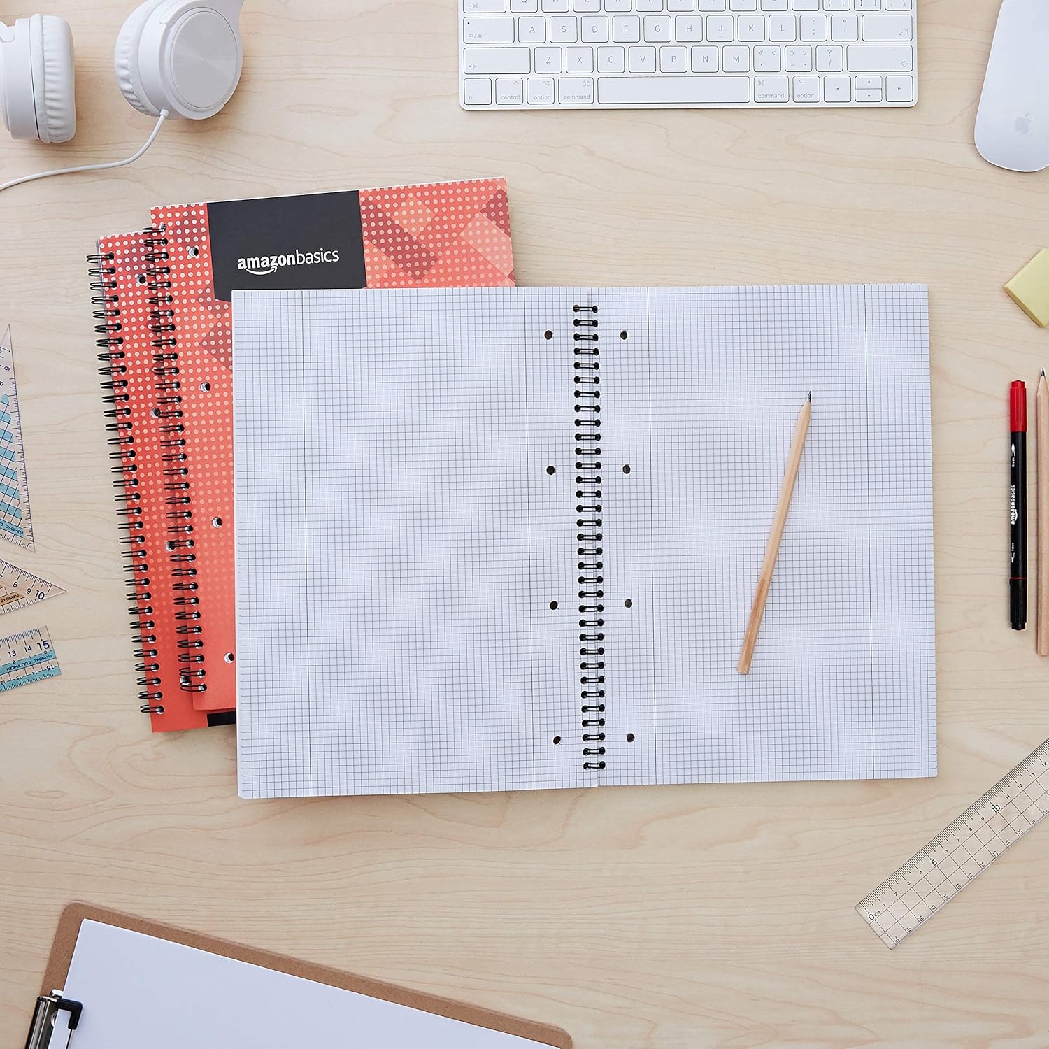 Thumbnail 6 de Amazon Basics Wirebound Notebook 80 Sheets / 160 Pages, A4, 90GSM, Pack of 5 – White
