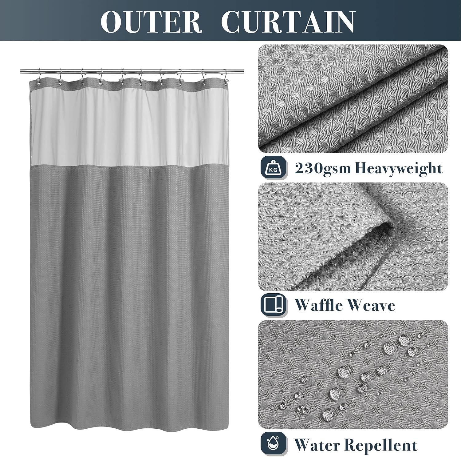 Detalle 2 de N&Y HOME Shower Curtain, 54 x 78 inches