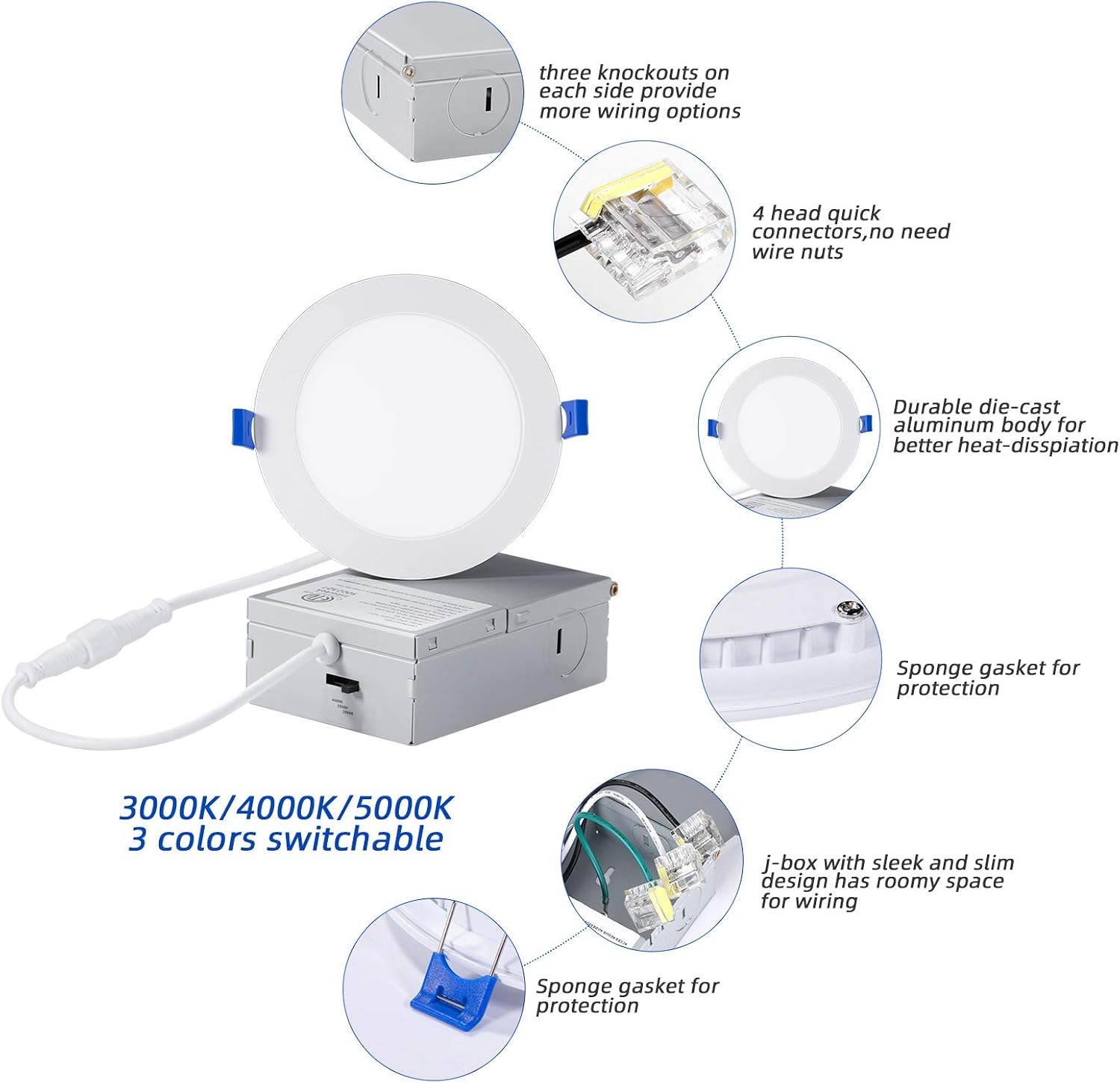 Thumbnail 2 de INCARLED H-CCT 4-Inch Slim Recessed LED Pot Lights, 12-Pack, 3 CCT