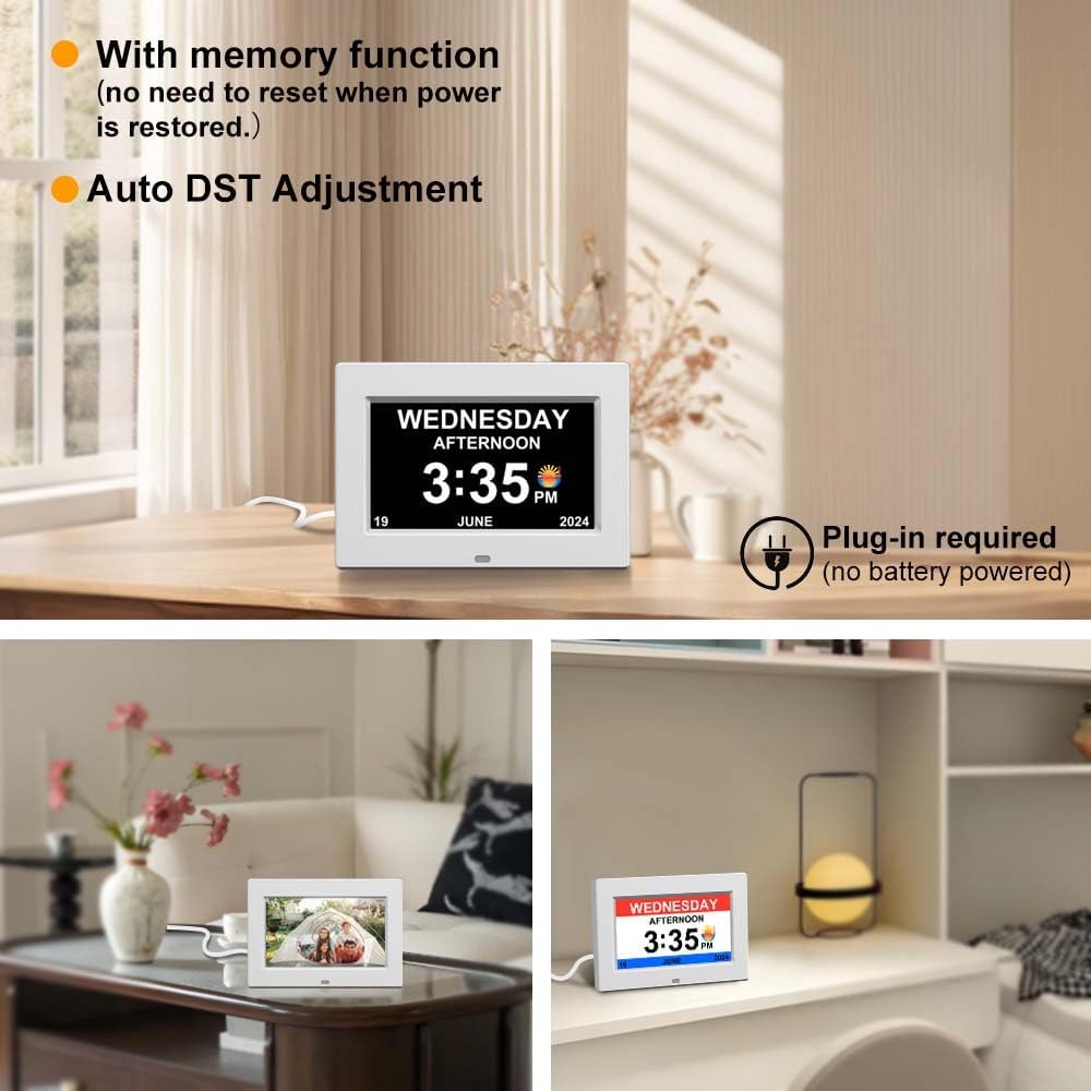 Detalle 2 de CAZOKASI DST Digital Clock 7 inch for dementia 🕰