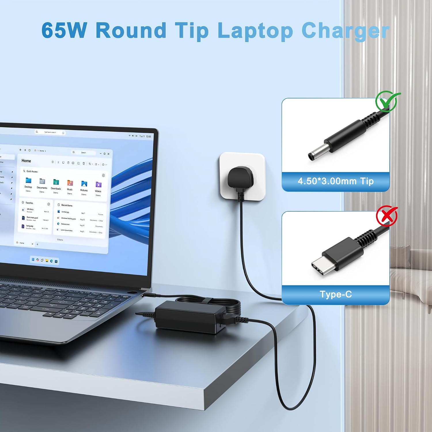 Detalle de FUDCOCWN 65W Laptop Charger for Dell Inspiron, Latitude and Vostro Series