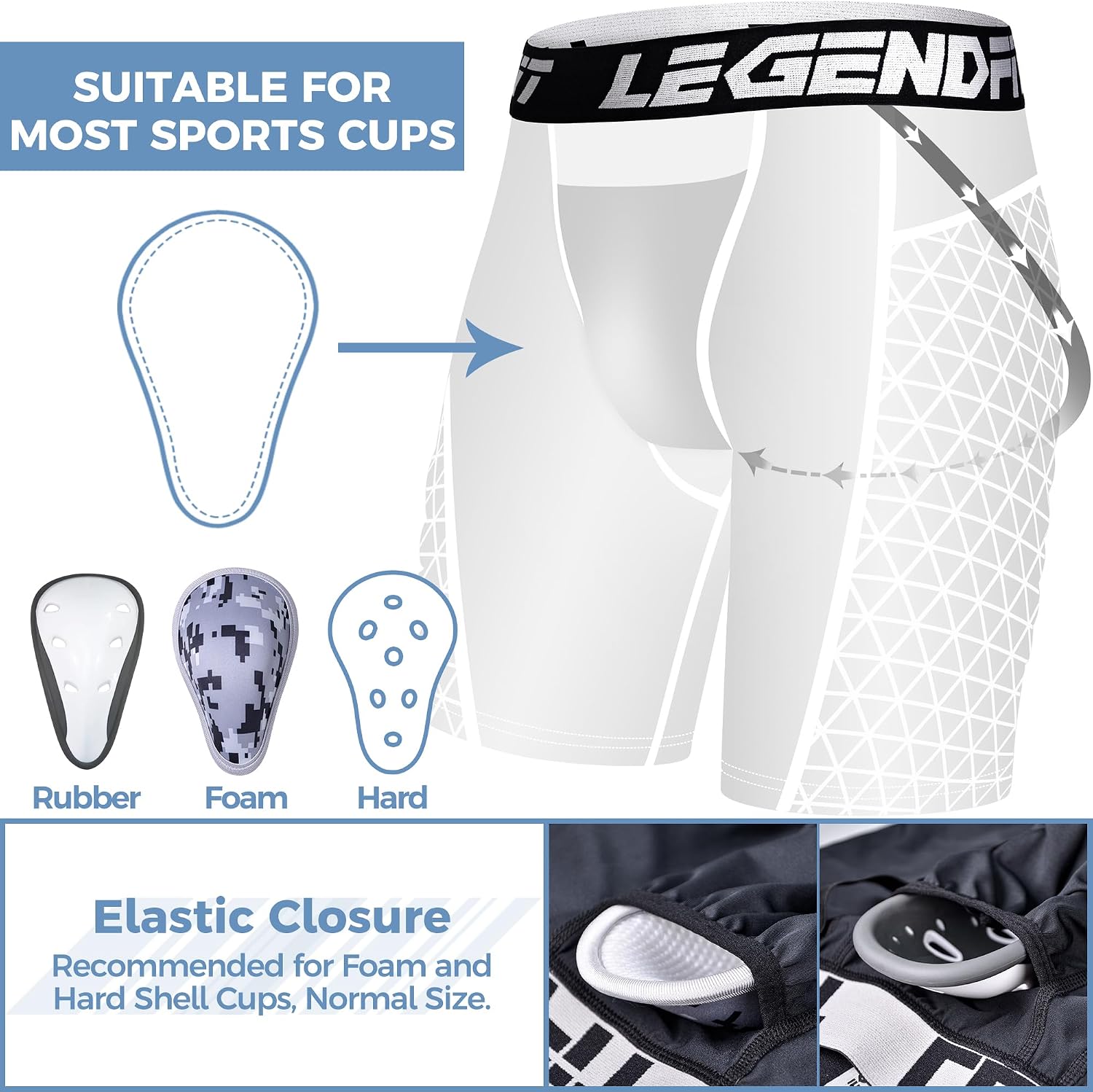 Detalle de Legendfit Men's Sliding Shorts with Protective Cup