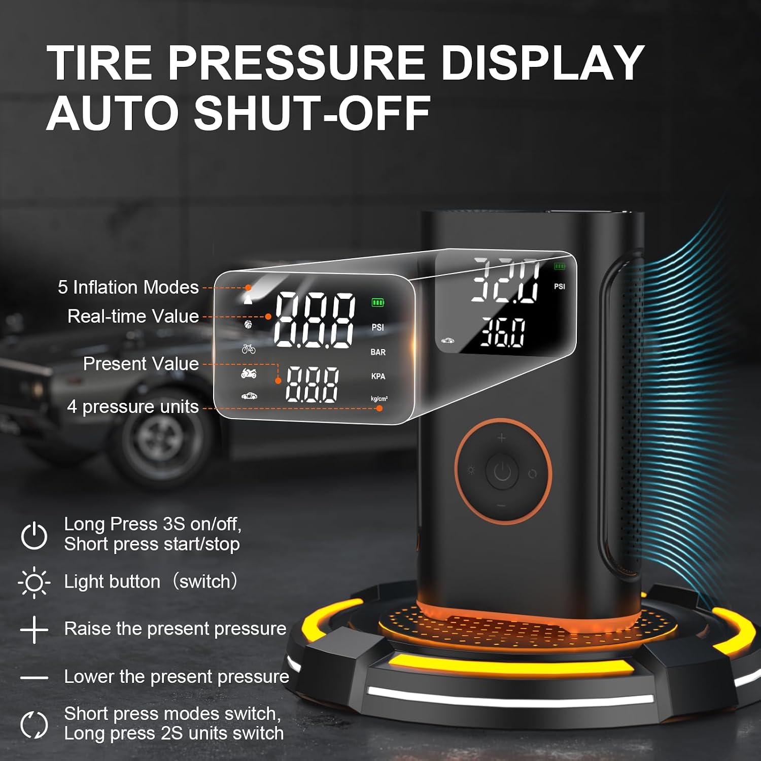 Detalle 2 de ZSX Tire Inflator 160 PSI Portable Air Compressor