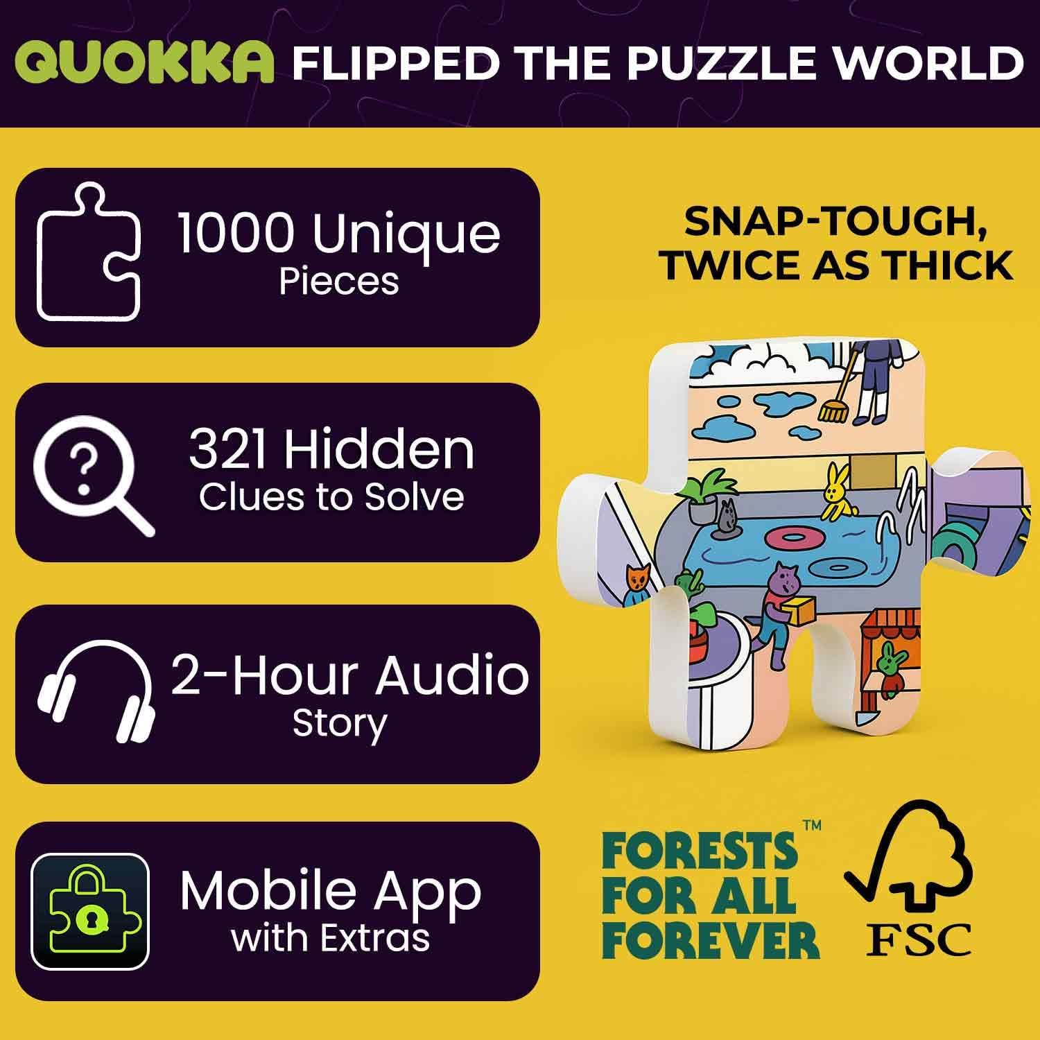 Detalle 2 de QUOKKA 1000-Piece Animal Bash Puzzle 🧩