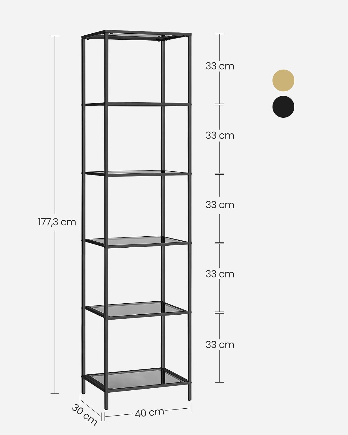 Thumbnail 6 de VASAGLE LGT500G01 6-Tier Bathroom Shelf with Tempered Glass, Slate Grey