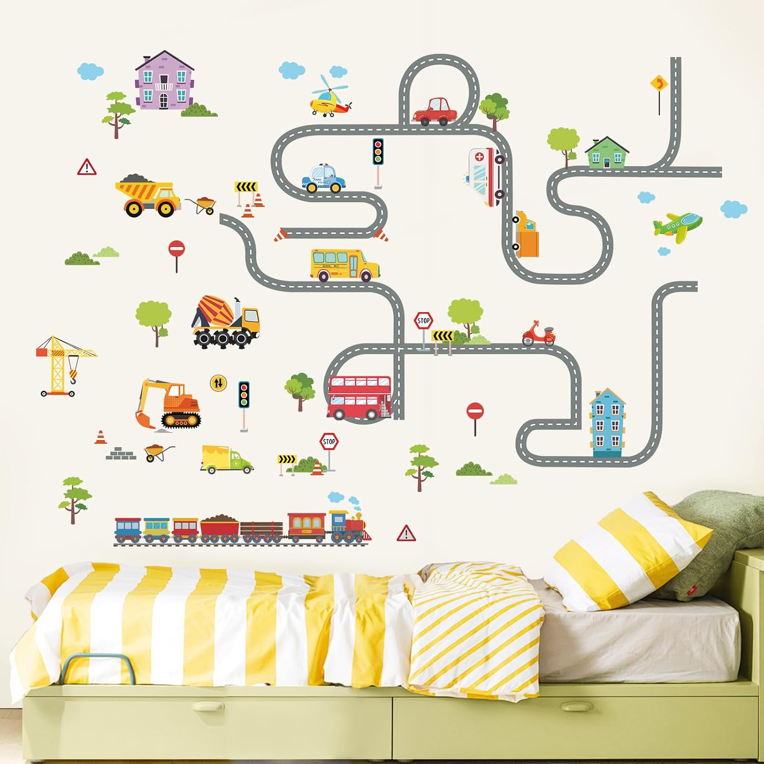 Detalle 2 de FUFUQUARE Car Road Wall Stickers for Kids 🧩