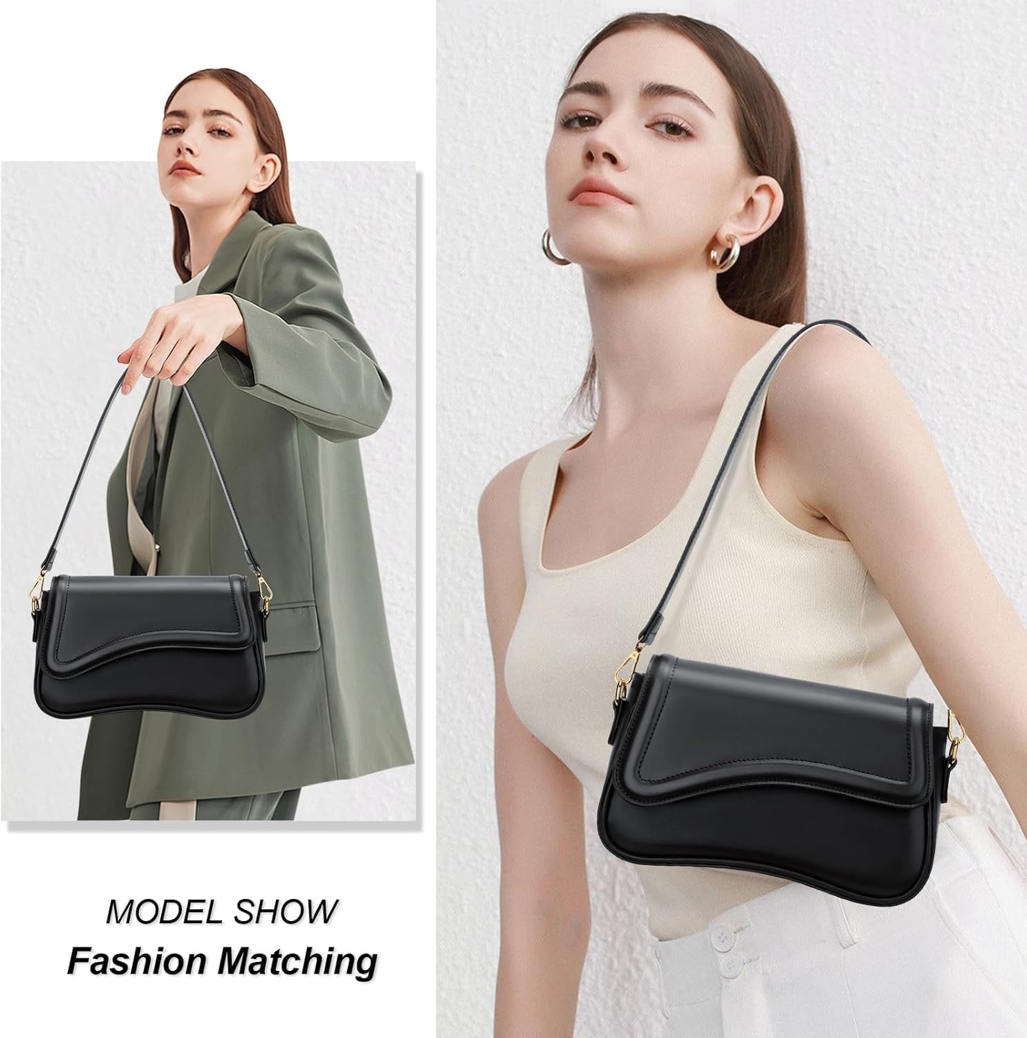 Detalle de KKXIU Small Shoulder Bag for Women with Detachable Strap and Gold Chain