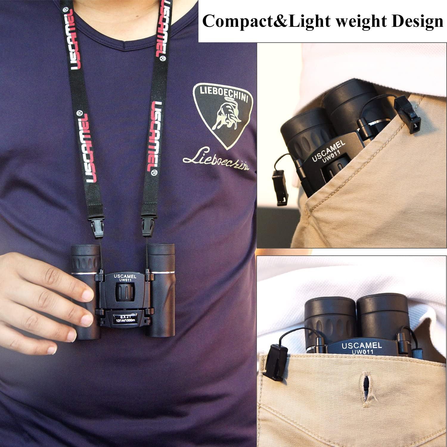 Thumbnail 4 de USCAMEL 8×21 compact binoculars (BAK4 prisms) for adults and kids