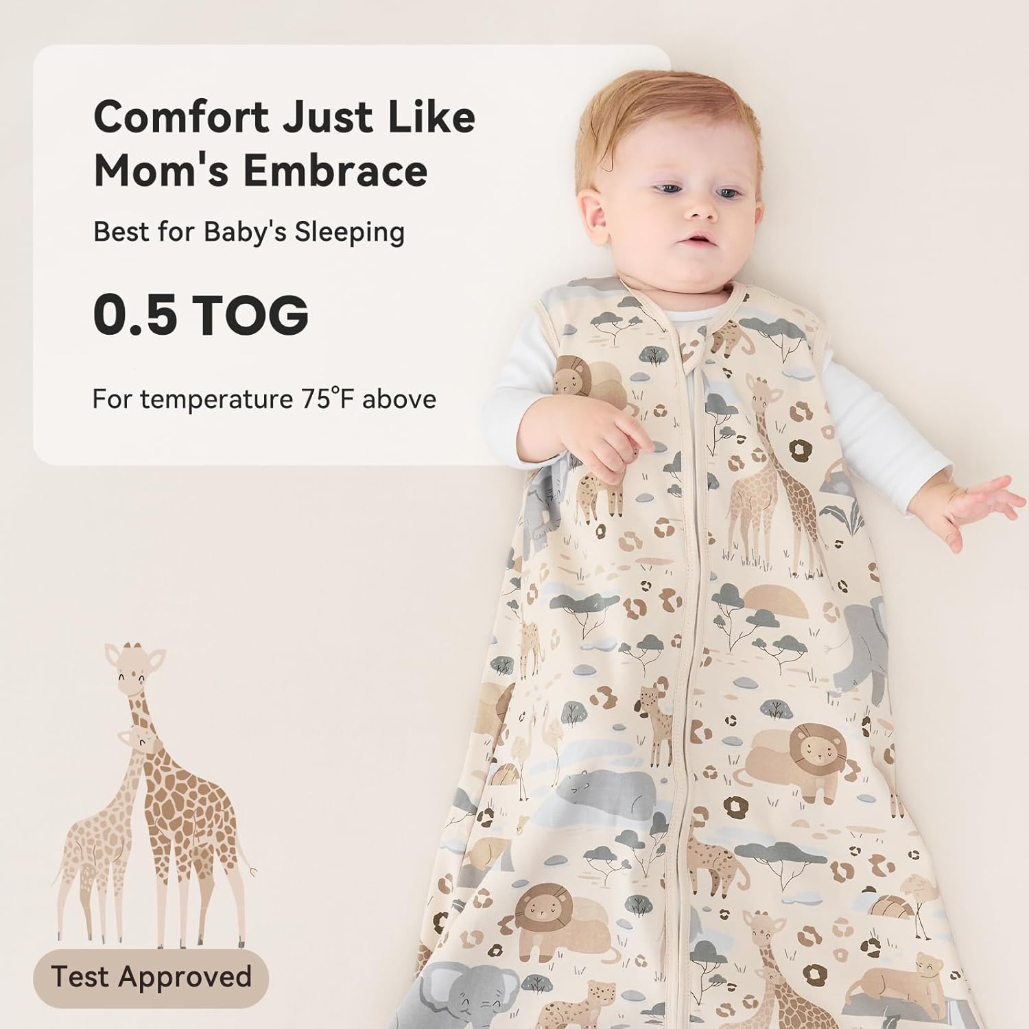 Thumbnail 4 de Unnivoll Baby Sleeping Bag 0.5 Tog 18–24 Months Apricot Elephant — 100% Cotton Sleep Sack