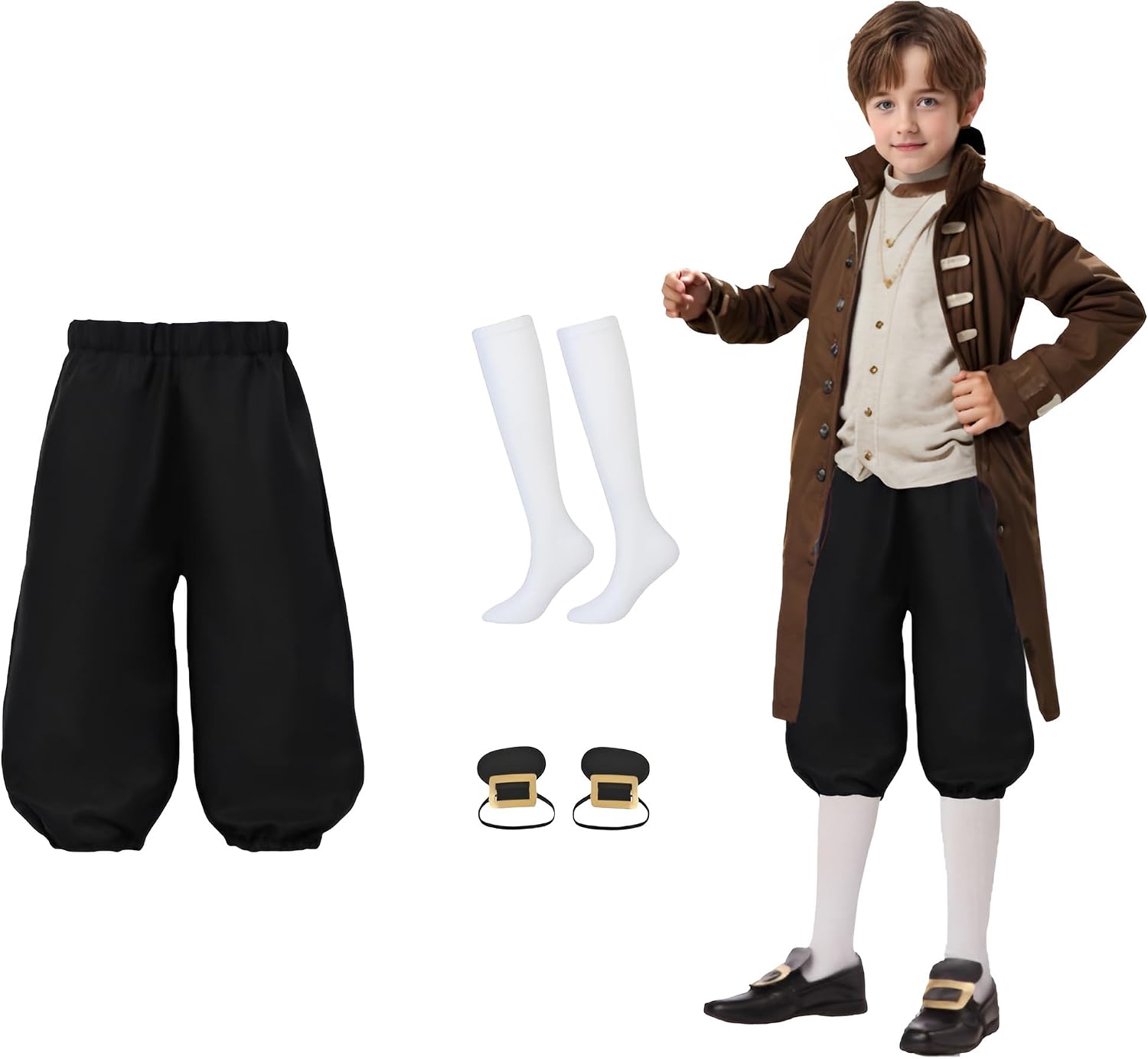 Detalle 2 de ANDHOM Boys' Colonial Costume Set with Knicker Pants