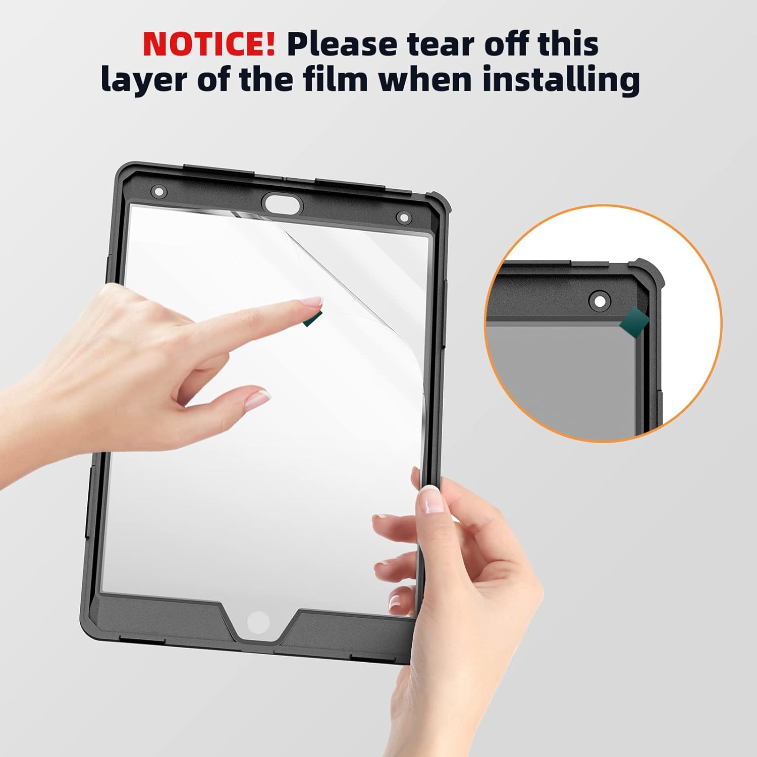 Detalle de Stweap Case for iPad 9th/8th/7th Gen 10.2" with Built-in Screen Protector, Pencil Holder, 360° Rotating Hand Strap