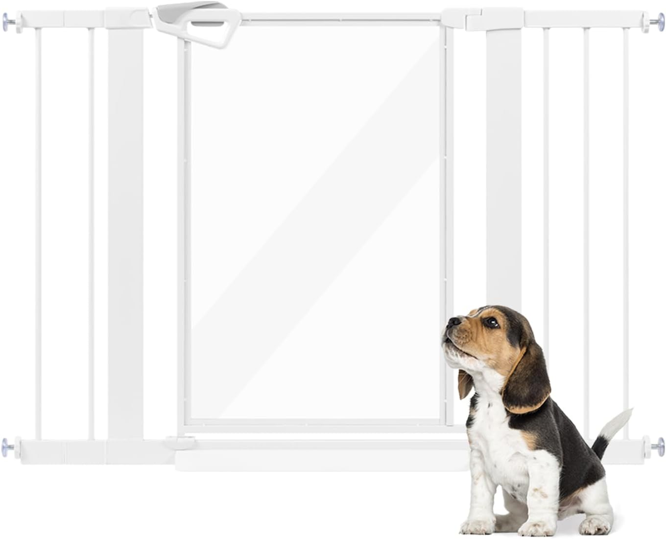 Detalle 2 de unipaws Transparentes Hundegitter – Druckmontage, 74–109 cm, Weiß