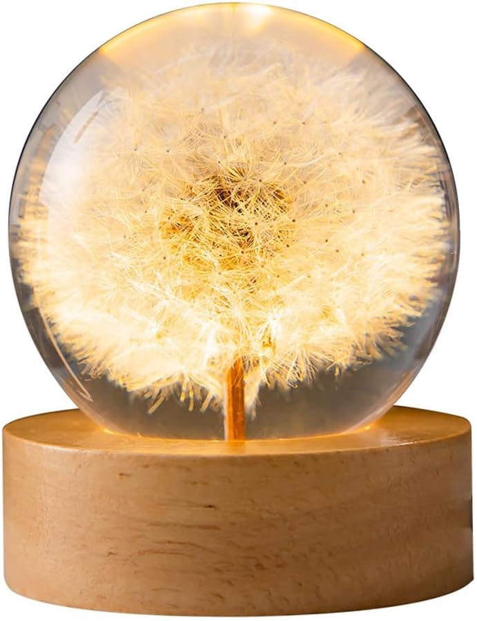 Thumbnail 2 de Crystal Ball LED Night Light with Wooden Base
