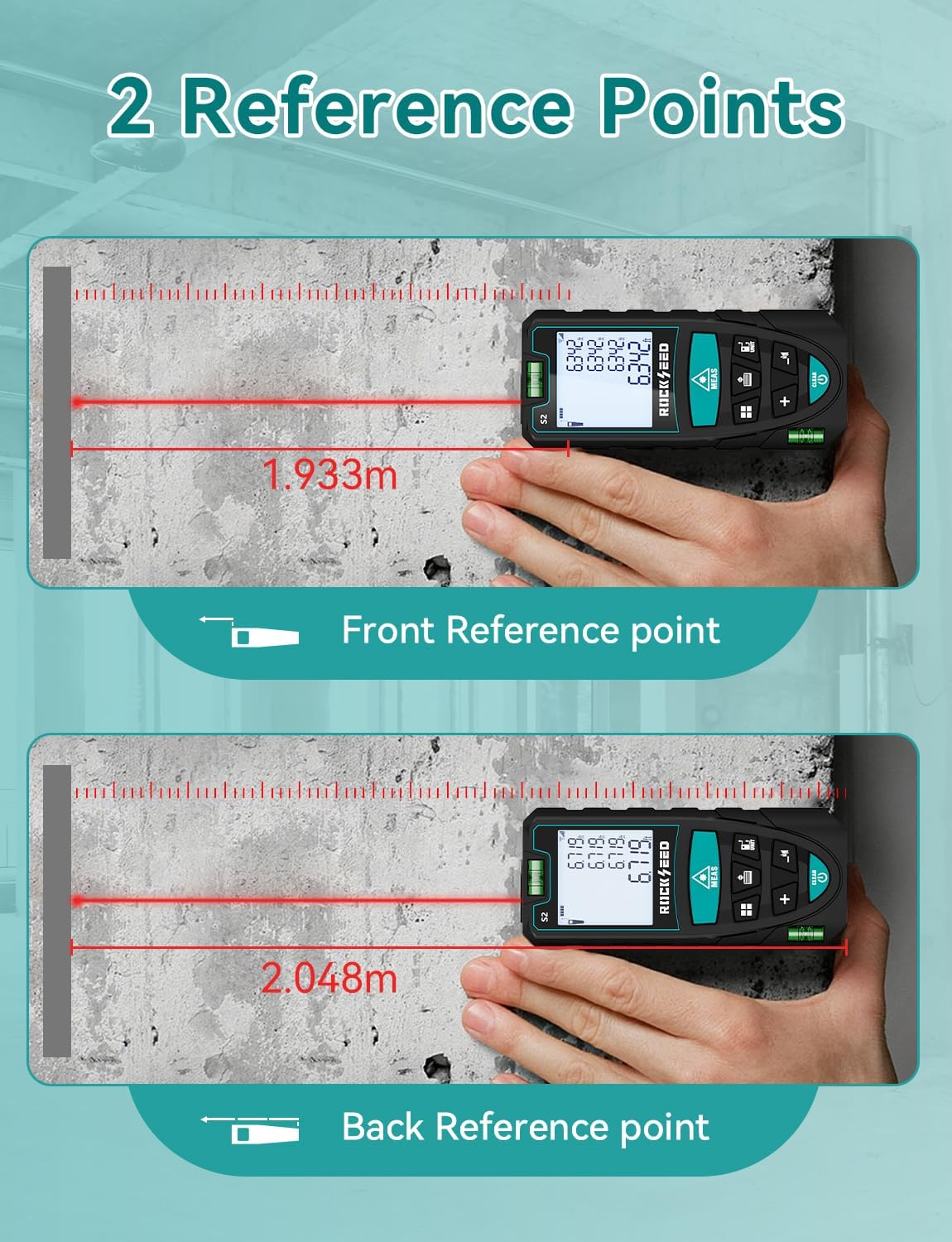 Detalle de RockSeed S2 Digital Laser Measure with Backlit LCD and 2 Bubble Levels