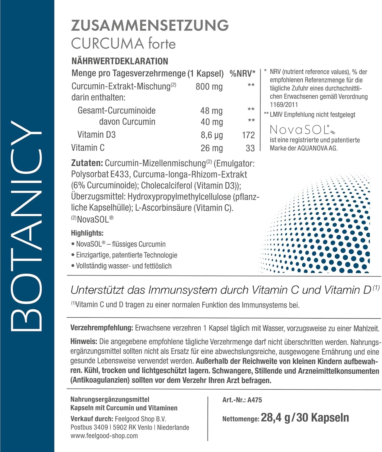 Thumbnail 6 de BOTANICY Curcuma forte – 30 Kurkuma-Kapseln mit NovaSOL Curcumin, Vitamin C & D