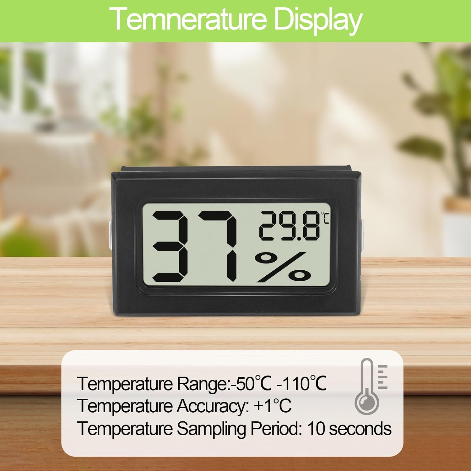 Detalle de Farerkass Hygrometer – kompaktes Digitalthermometer mit LCD-Display für Innenräume