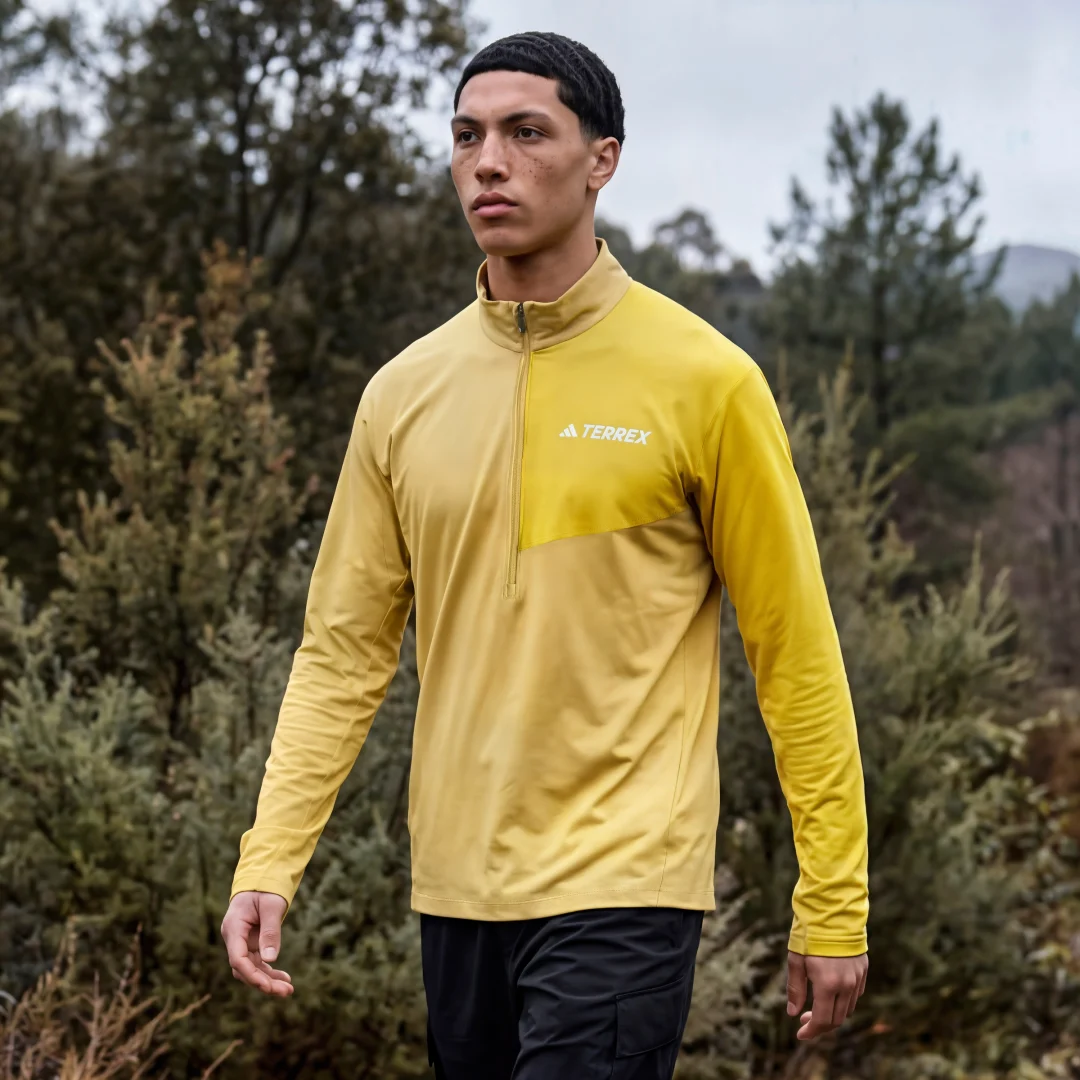 Detalle de Camiseta manga larga Terrex Multi Climacool 1/2 Zip de Adidas – Amarillo