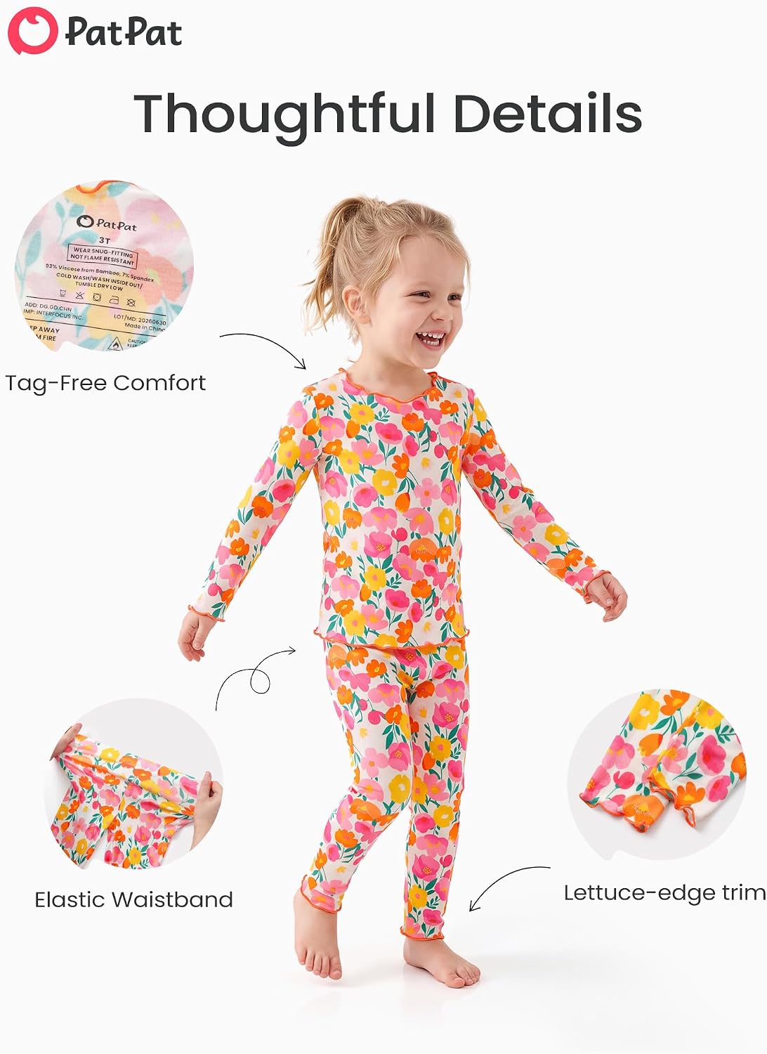 Detalle 2 de PATPAT Toddler Pajama Set, Bamboo Viscose
