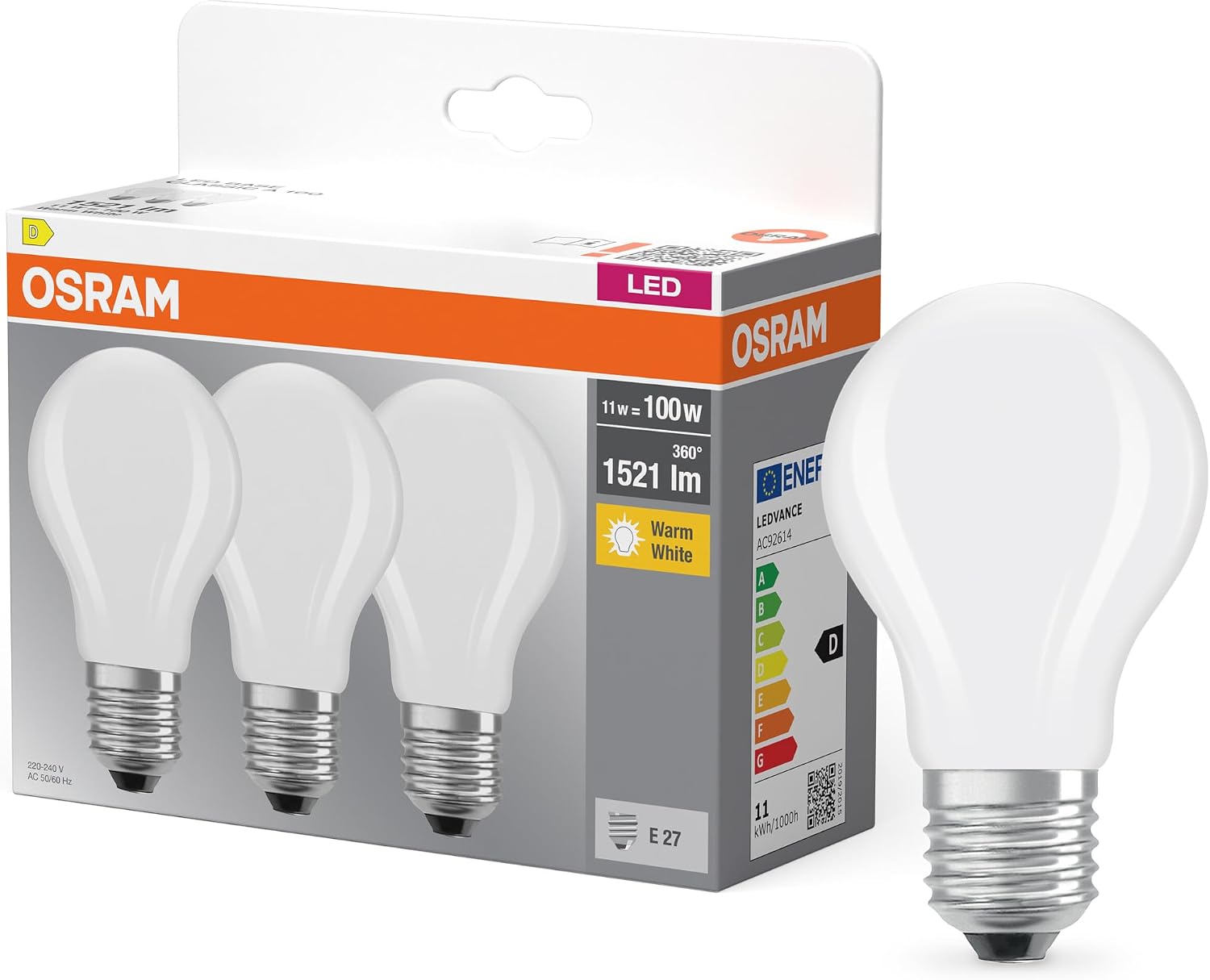 Thumbnail 4 de OSRAM LED-Lampe E27 11W 2700K warmweiß – 3er-Pack, Ersatz für 100-W Glühbirne