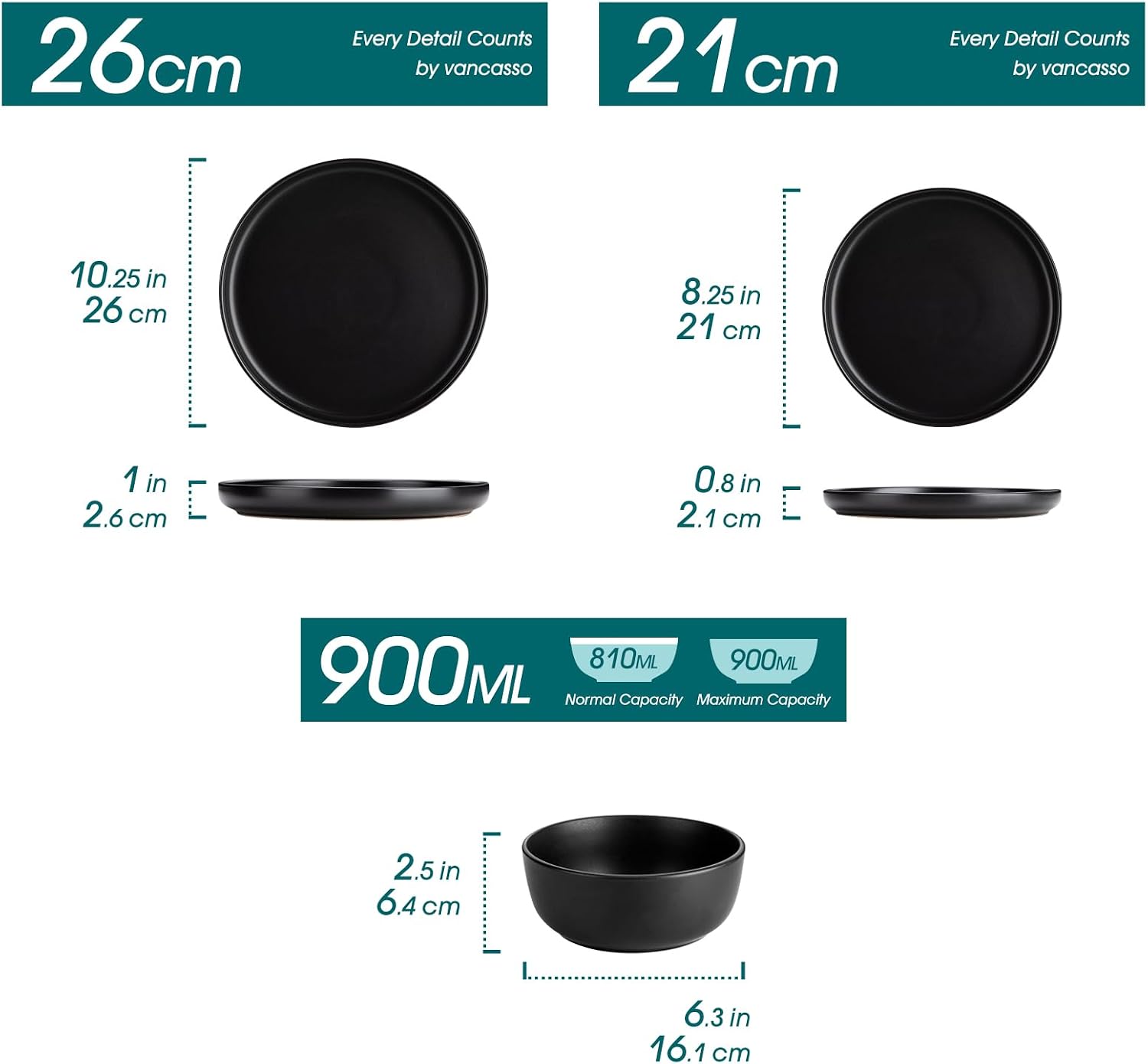 Detalle 2 de vancasso Black Dinner Set 12‑piece