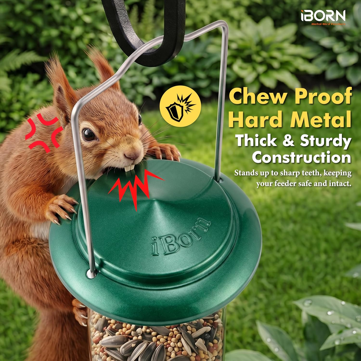 Detalle de iBorn 15 Inch 6-Port Metal Bird Feeder