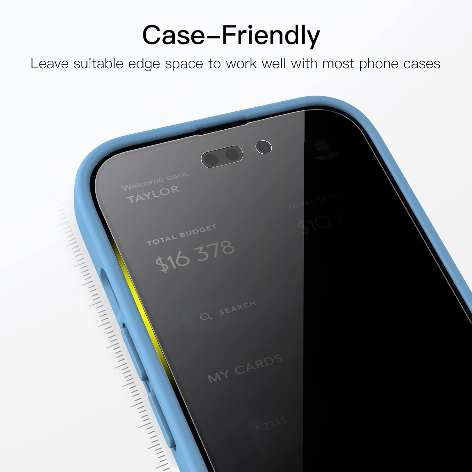 Thumbnail 6 de JETech Sichtschutz Full Screen für iPhone 14 Pro (6,1 Zoll) – Anti-Spy Panzer-Schutz aus gehärtetem Glas, 2 Stück