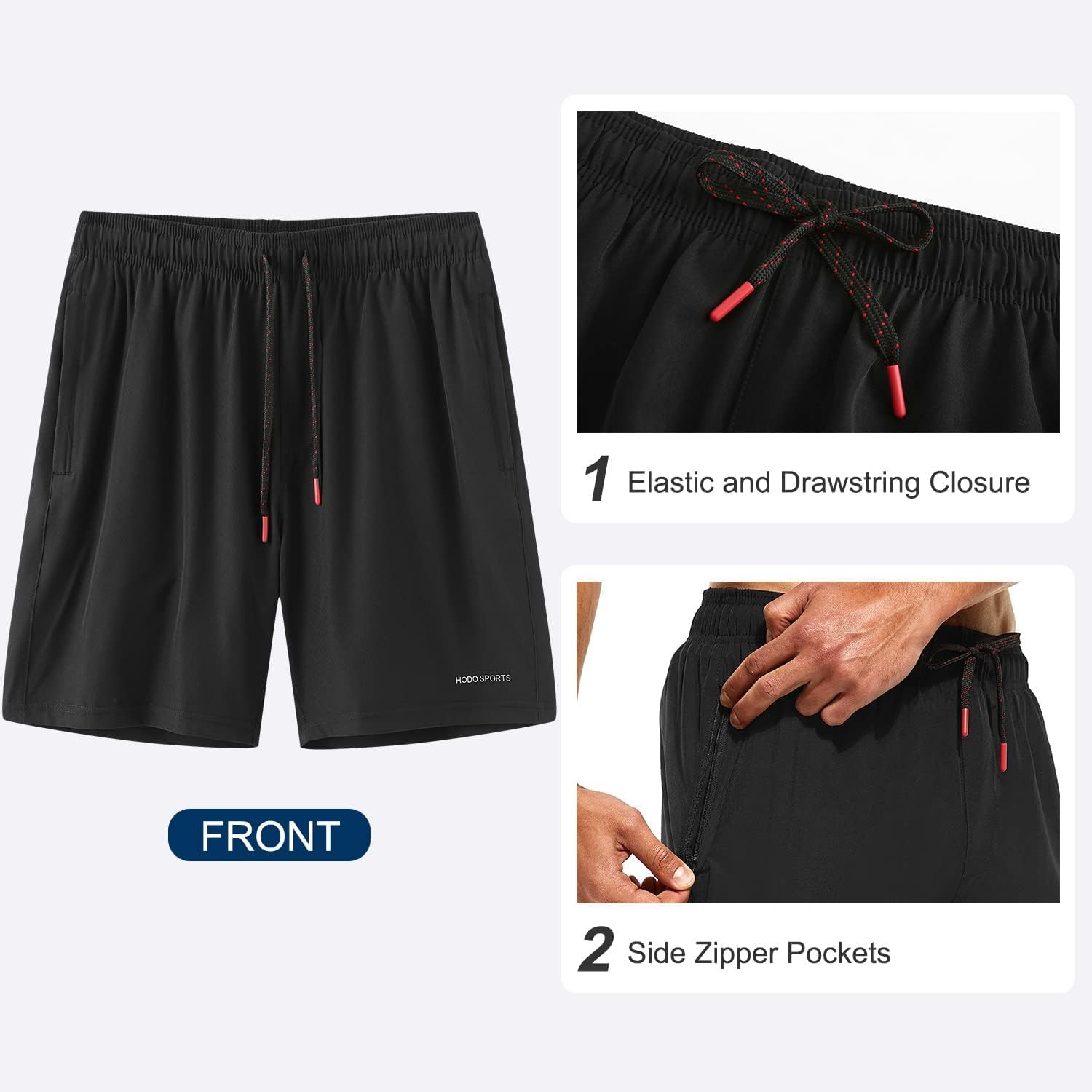 Thumbnail 3 de HODOSPORTS Men's 7" Swim Trunks with Compression Liner and Zipper Pockets