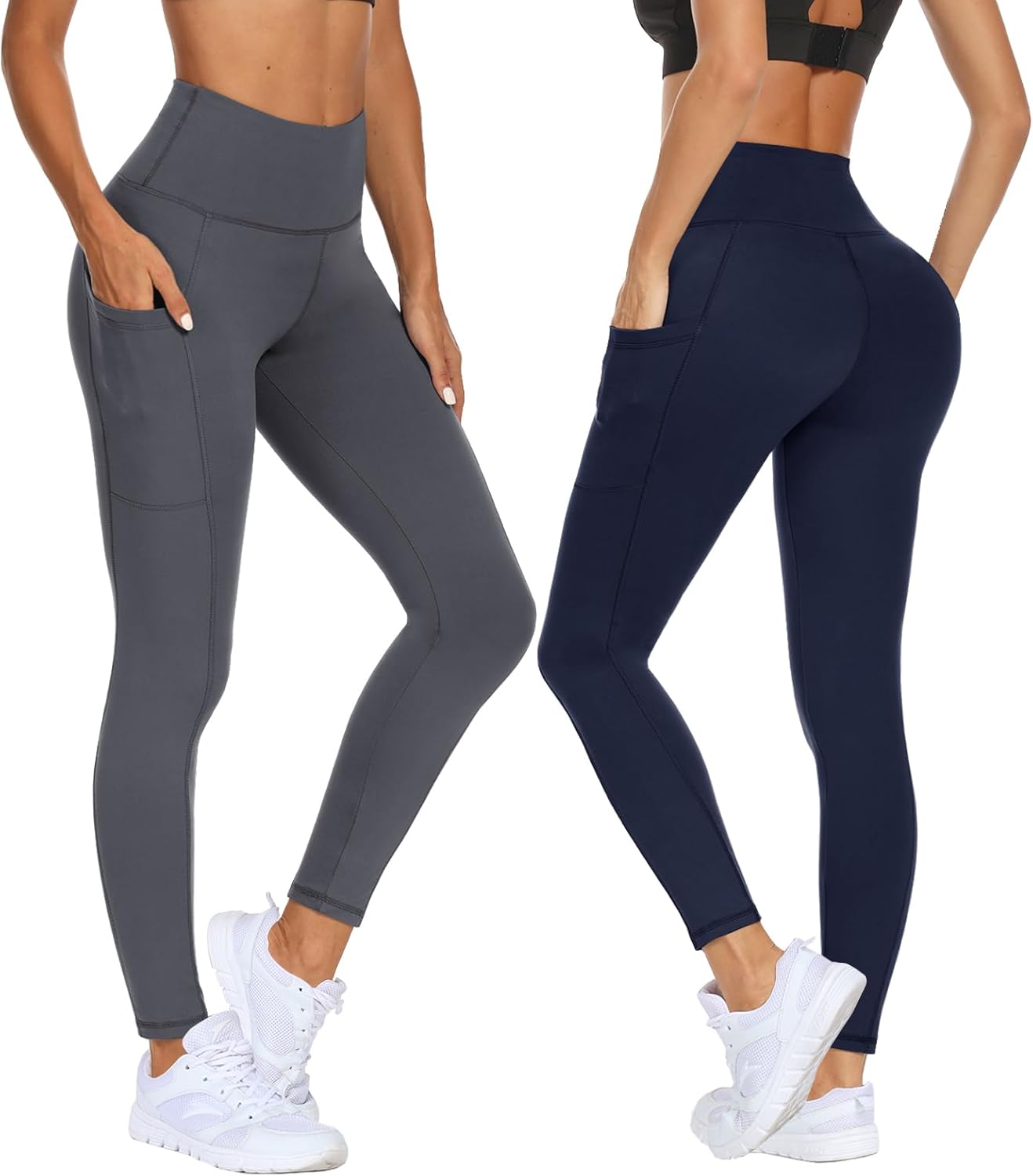 Detalle 2 de DDOBB 2er Pack Sport Leggings Damen – High Waist mit Taschen, blickdichte Yoga- und Fitness-Hose