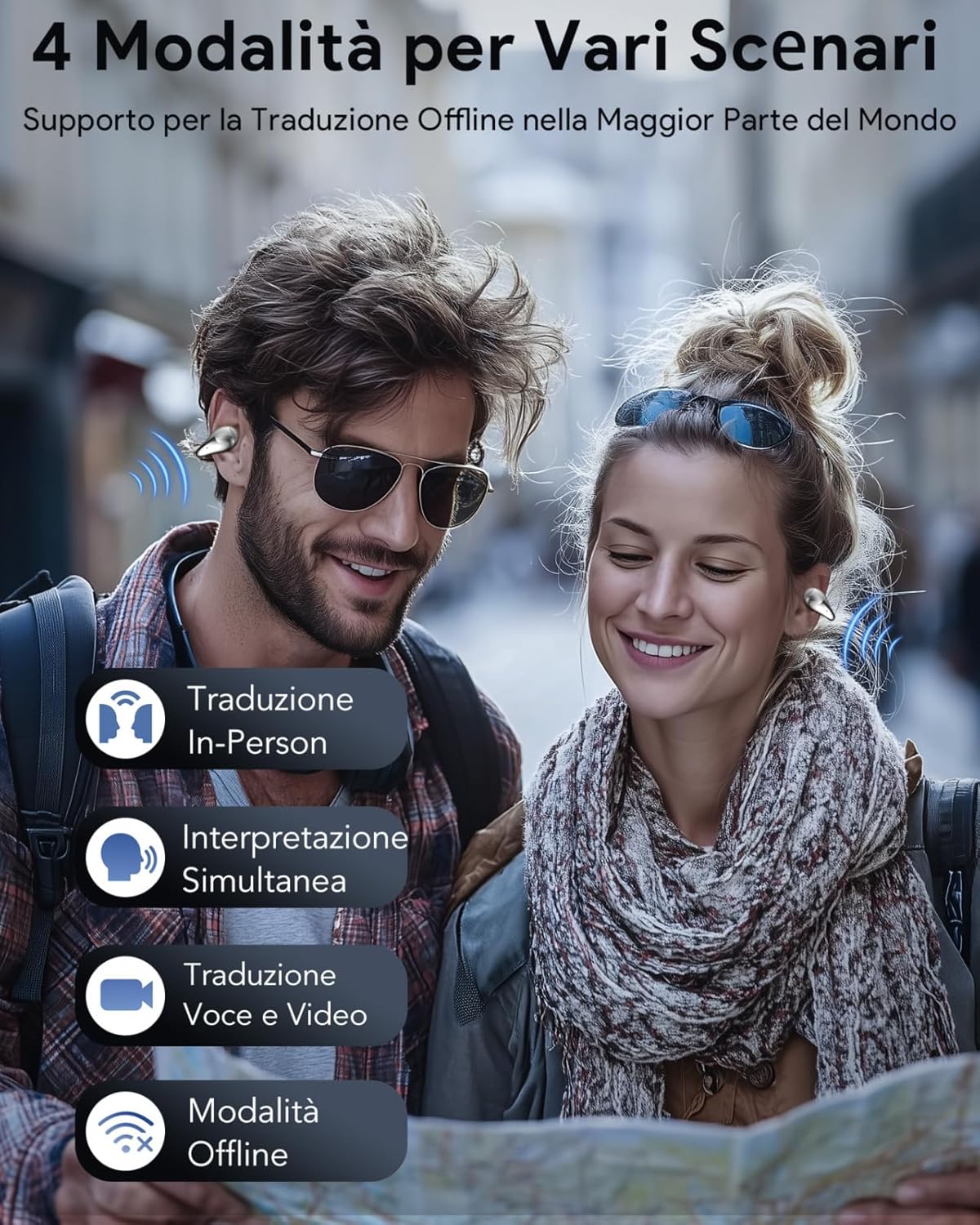 Detalle de Boytond Traduttore Vocale Istantaneo Multilingue – Auricolari per Traduzione Simultanea in Tempo Reale, Bluetooth 5.4, 50h