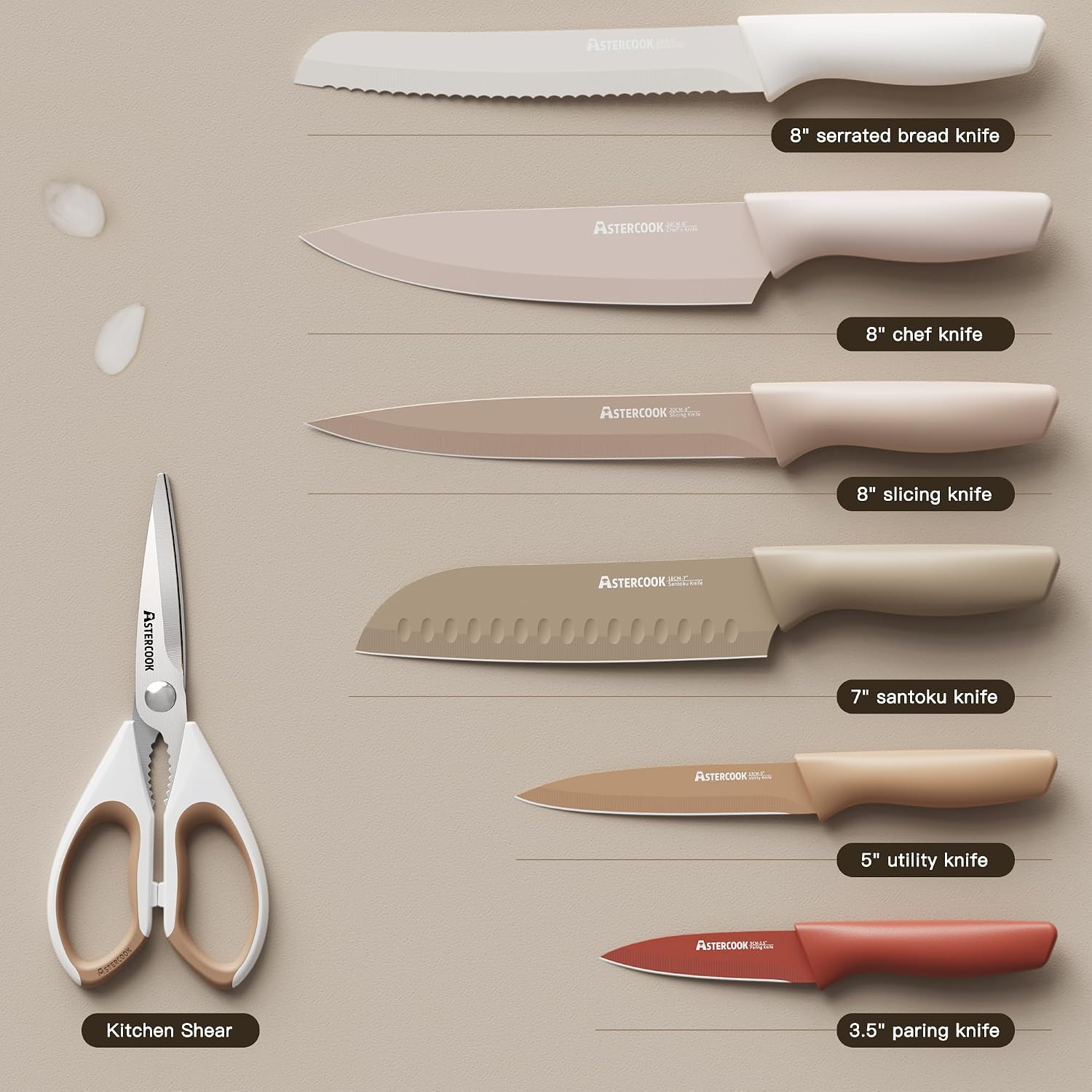 Thumbnail 4 de Astercook USA60-99 13-Piece Knife Set with Blade Guards and Kitchen Shears