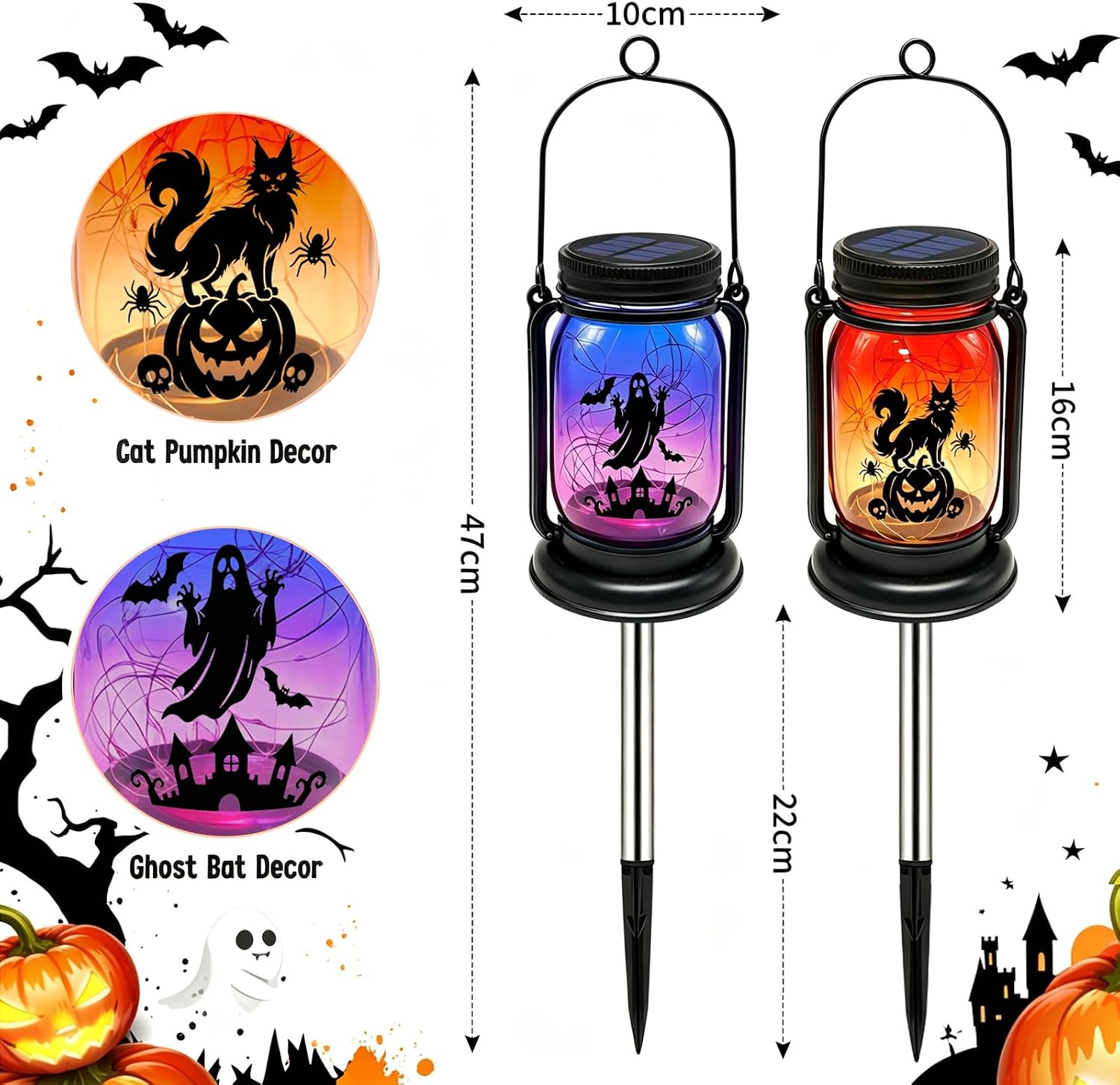 Detalle 1 de Halloween Solar Lanterns Glass