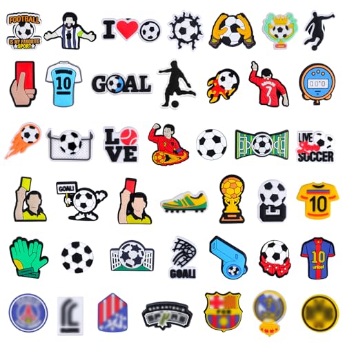 HOWAB 42 Piezas Pins para Crocs de Fútbol – Adornos de PVC para tus zapatos y accesorios