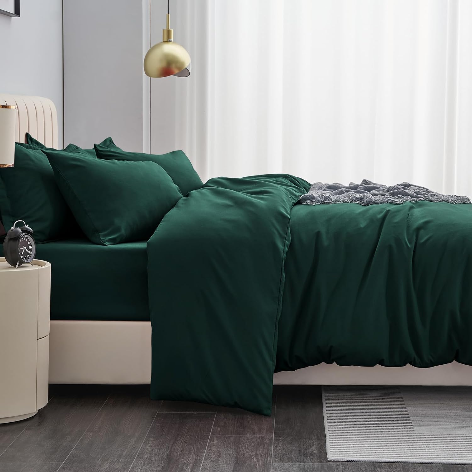 Thumbnail 3 de Aisbo Emerald Green Double Duvet Covers Set – 3-Piece Bedding for Double Bed