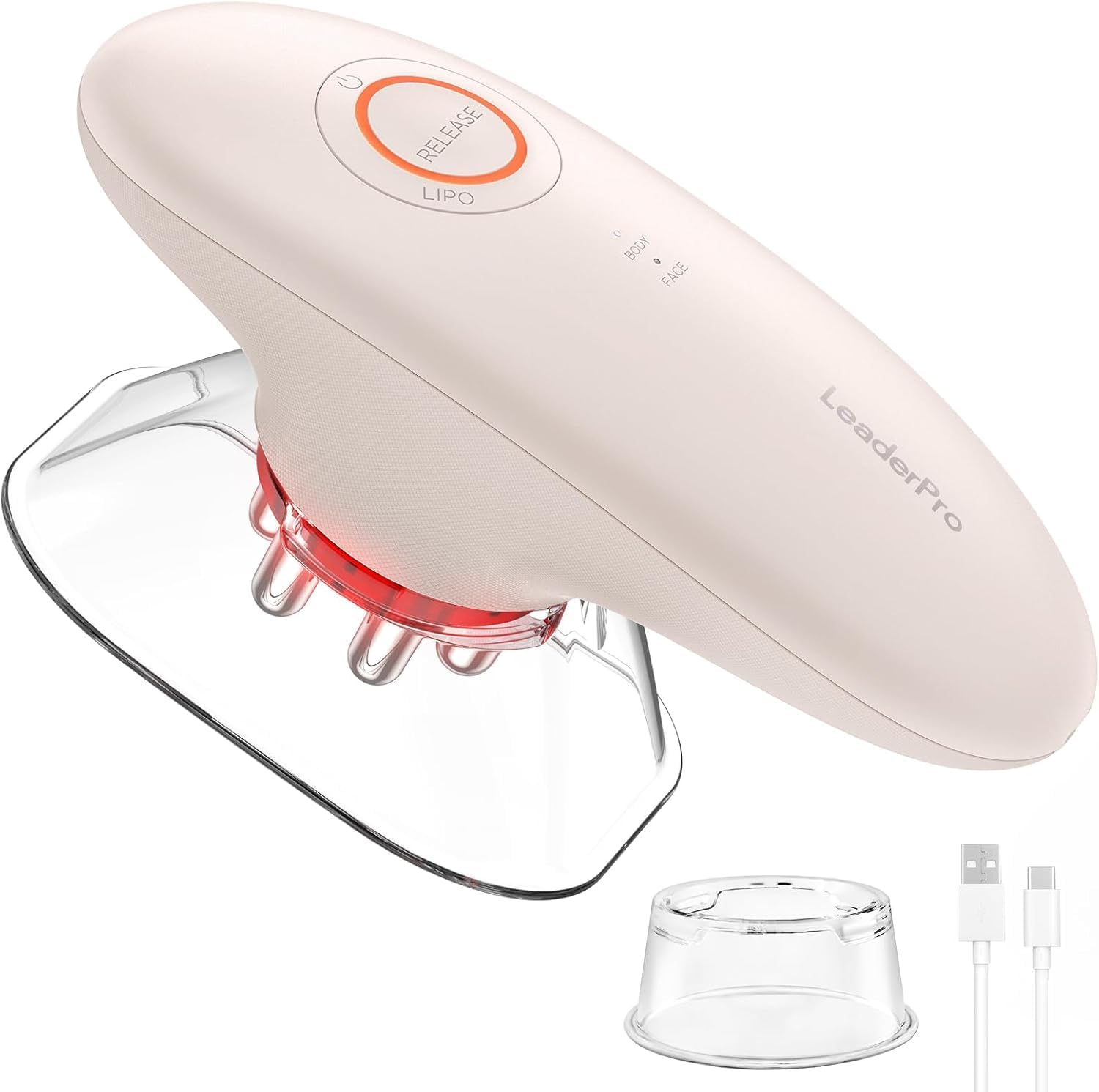 Detalle de Masseur Anti Cellulite Électrique à Ventouse, EMS et Lumière Rouge – 3 Niveaux d’Intensité, Rose