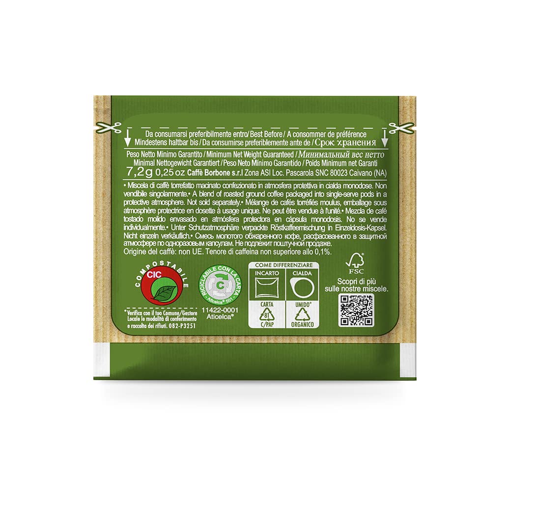 Detalle de Caffè Borbone Kompostierbare Kaffeepads Dekaffeinierte Mischung, 50 Pads – kompatibel mit ESE 44 mm