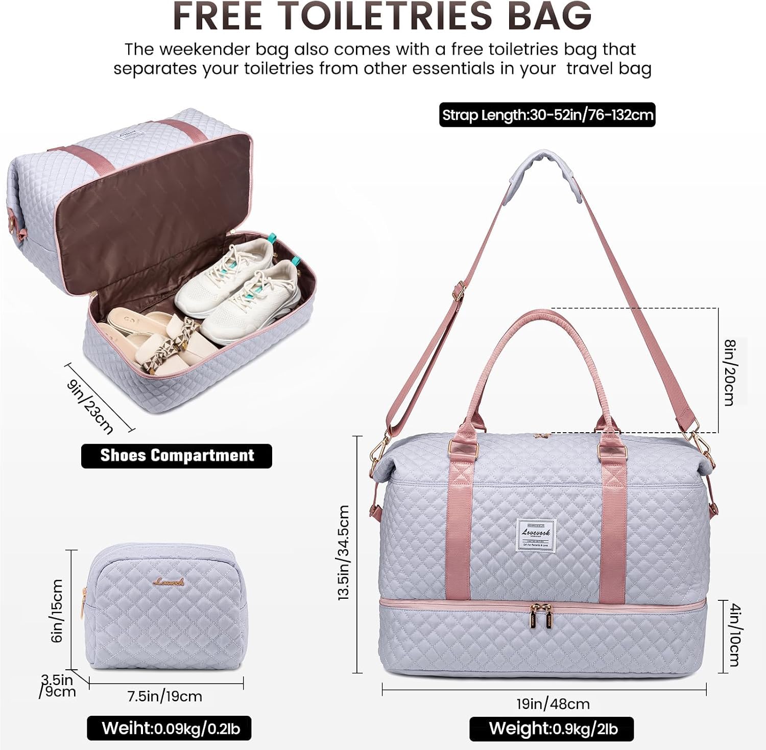 Detalle 2 de LOVEVOOK Borsone da Viaggio Donna 48x23x34,5 cm