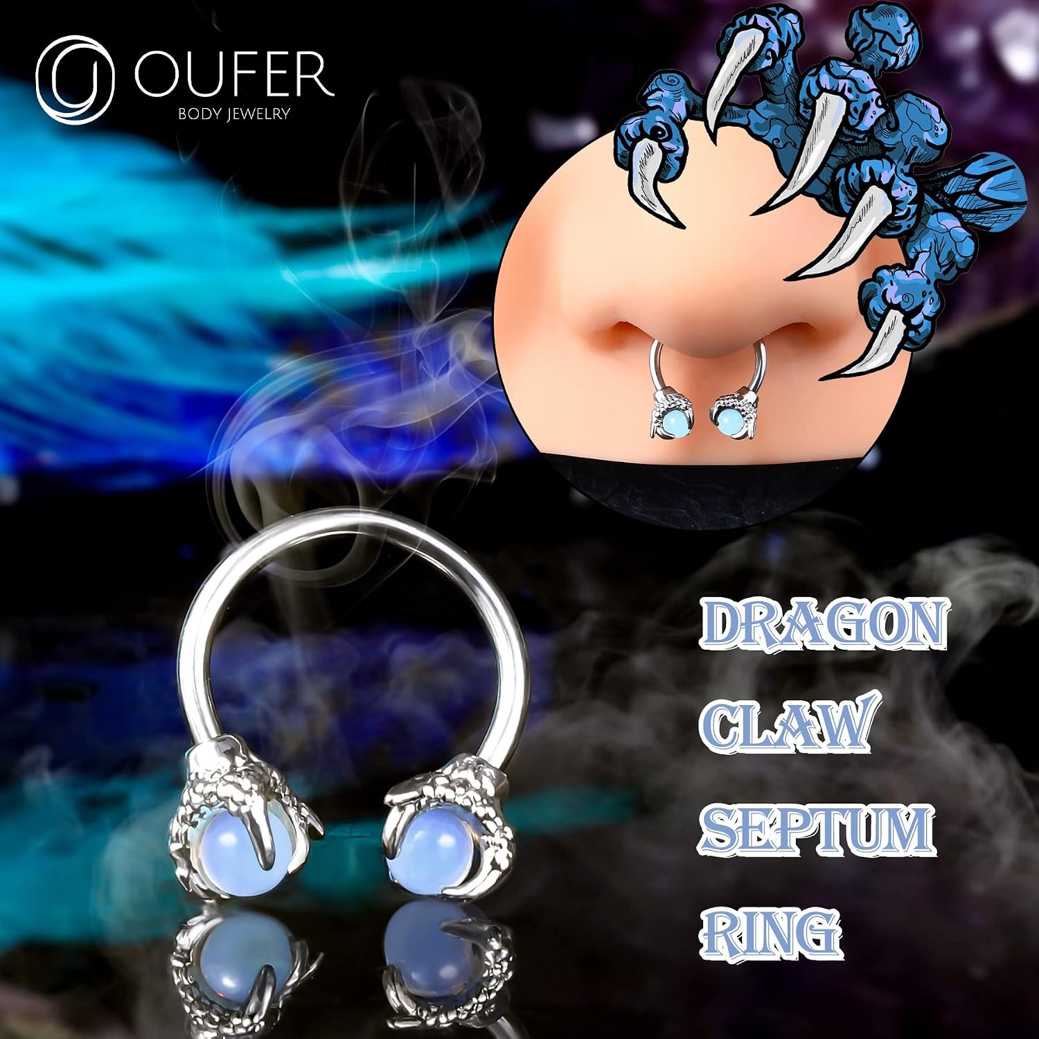 Thumbnail 2 de OUFER 16G Anneau Septum Hélix Dragon