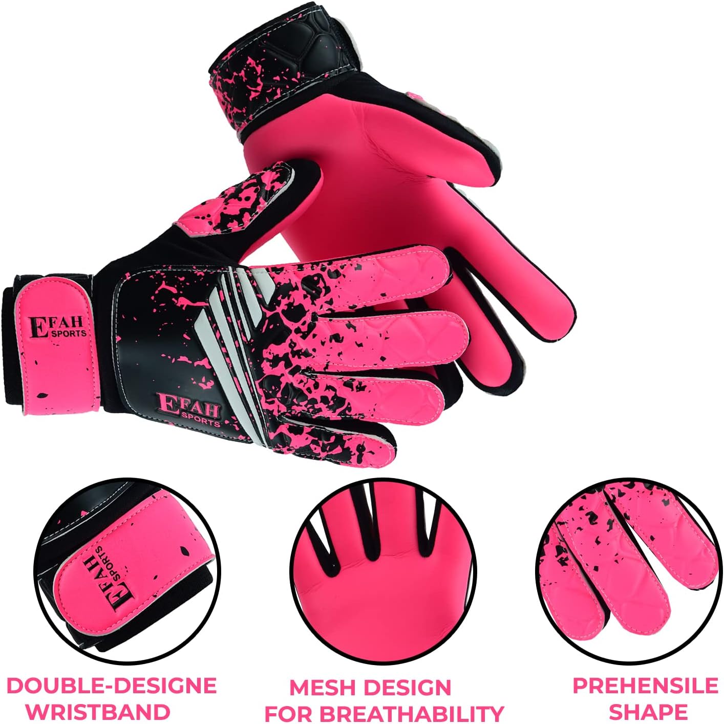 Thumbnail 1 de EFAH SPORTS Kids Soccer Goalkeeper Gloves with Strong Grips and Hook-and-Loop Wrist Support