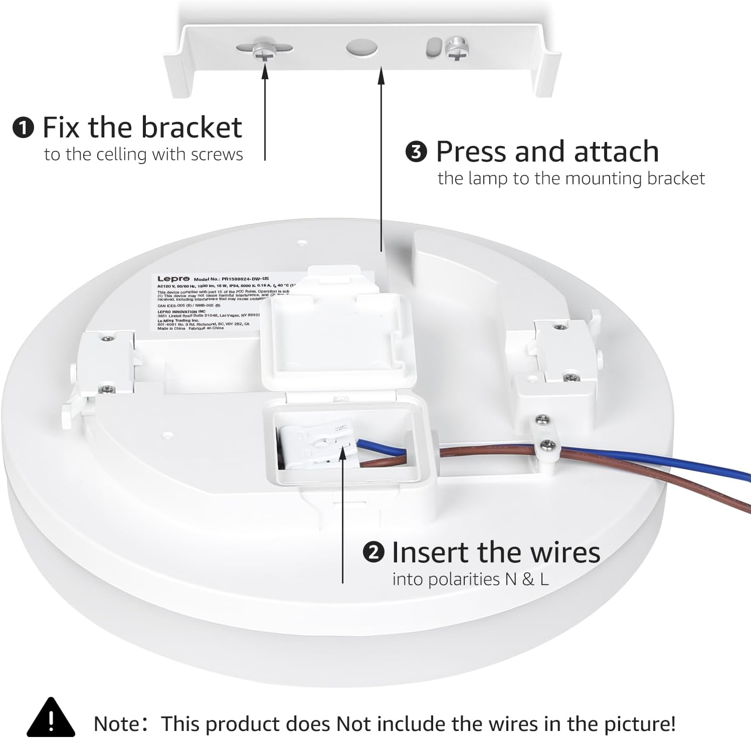 Thumbnail 5 de Lepro 24W 2400lm IP54 Ceiling Light