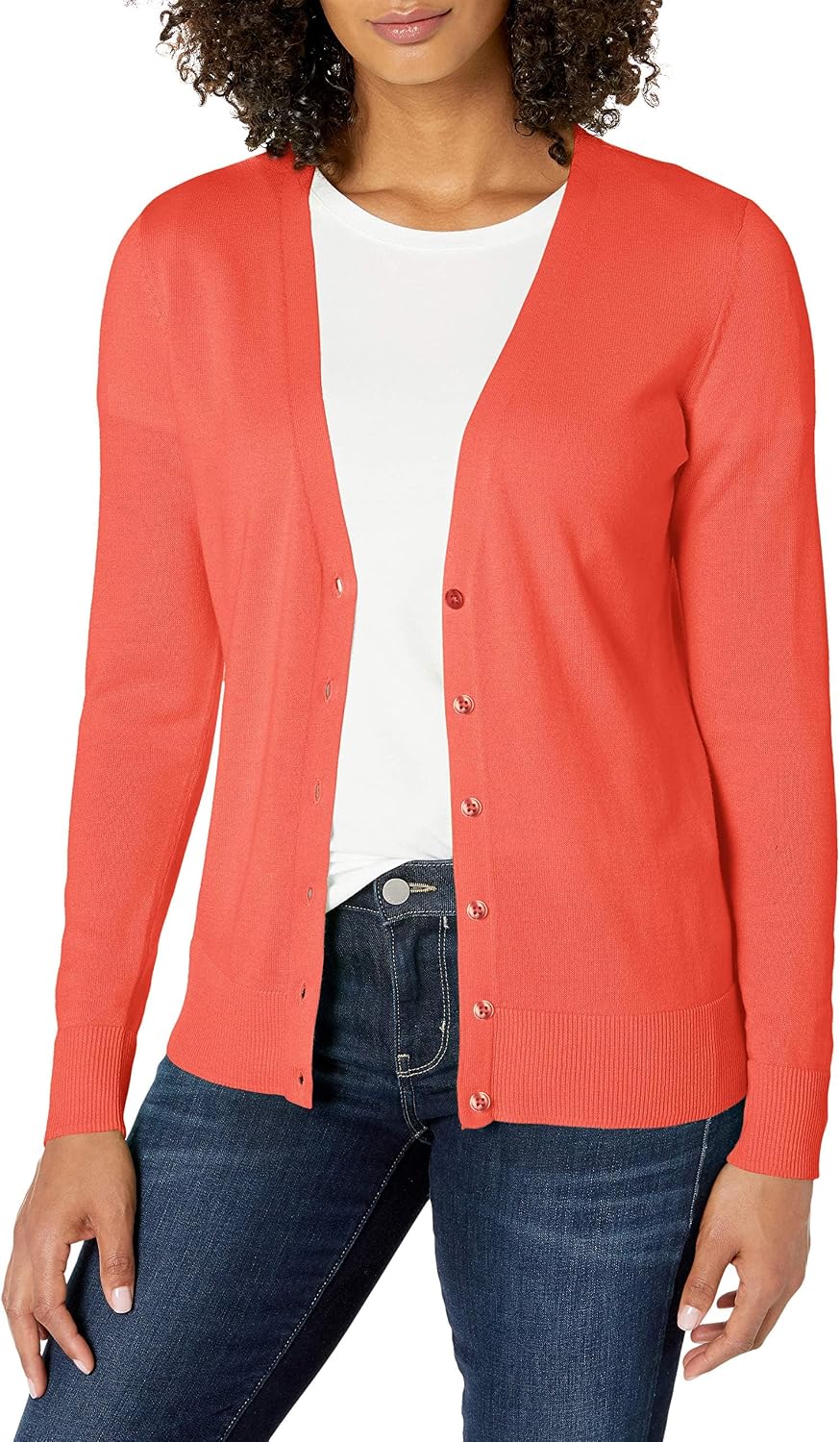 Detalle de Leichter Damen-Cardigan mit V-Ausschnitt von Amazon Essentials (in Übergröße erhältlich)