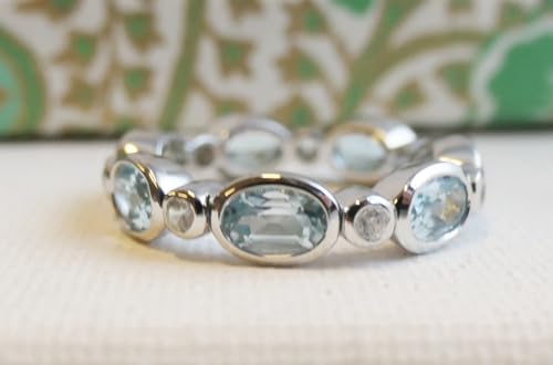 Detalle 2 de Blautopas und Zircon Ring von Sophia Rose Jewellery, US Größe 6 (Durchmesser 16,5 mm)