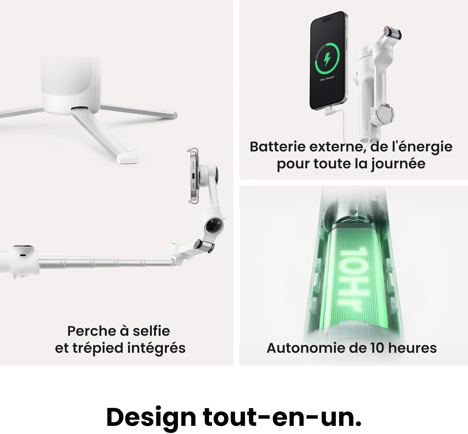 Thumbnail 3 de Insta360 Flow 2 Pro Pack stabilisateur smartphone IA avec suivi natif iPhone/Android