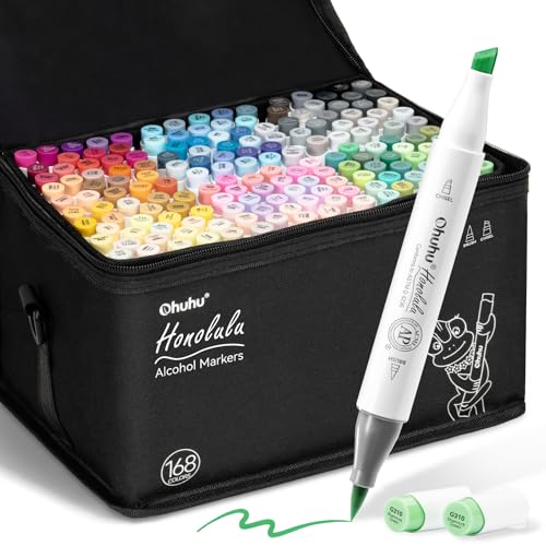 Ohuhu 168 Colour Brush Markers set for artists 🎨