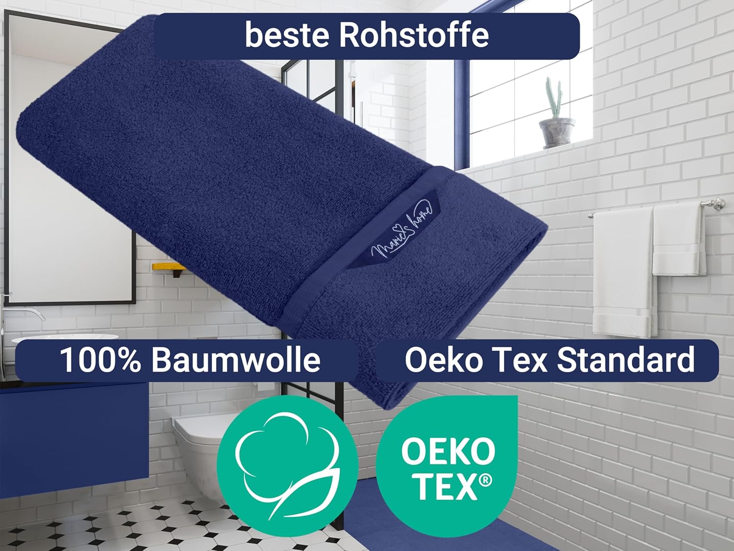 Detalle 2 de Marie’s Home 1612.2351 Tapis de bain classique 50 x 80 cm – bleu marine
