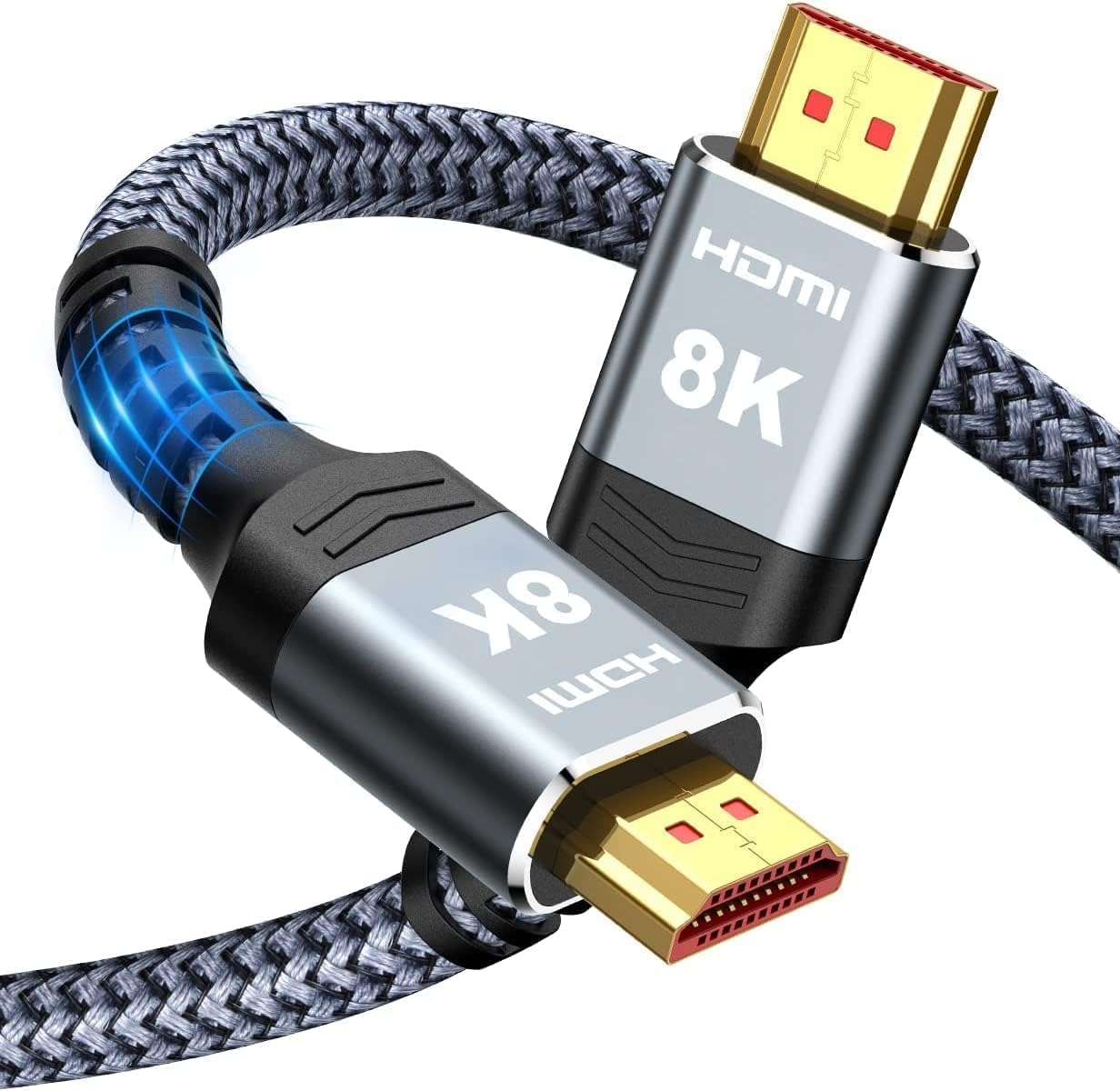 Detalle de Highwings Extra Short 8K HDMI Cable (Ultra High Speed, 4K@120Hz, 8K@60Hz, eARC) — 1.07ft Total Length