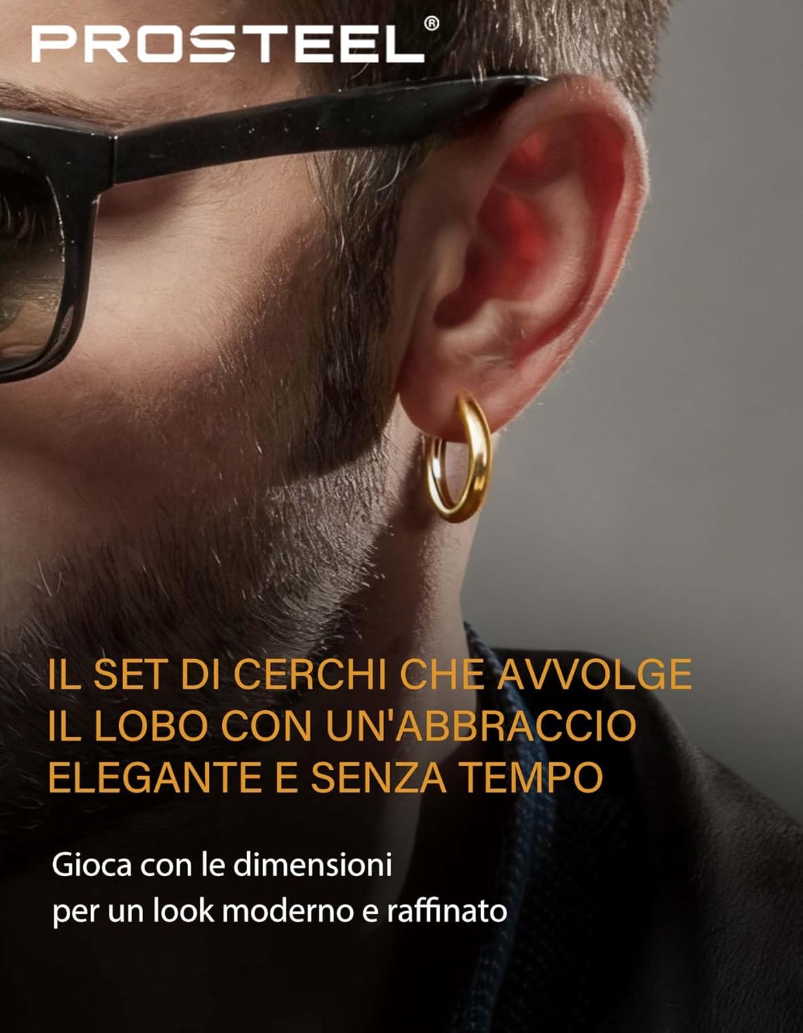 Thumbnail 1 de PROSTEEL Set orecchini uomo/unisex in acciaio 316L, placcati oro o nero – 3 o 4 pezzi