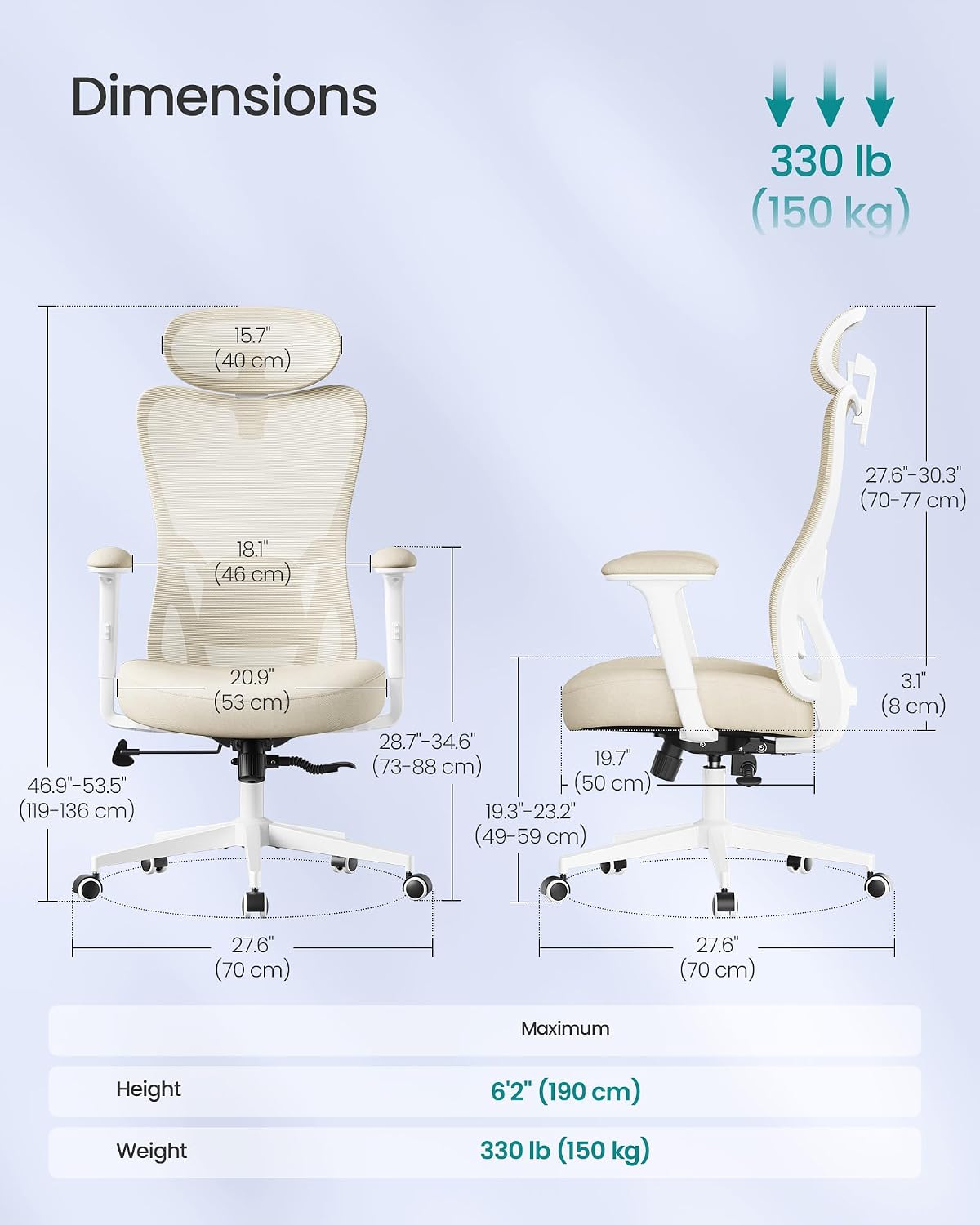 Thumbnail 1 de SONGMICS Ergonomic Office Chair 150 kg