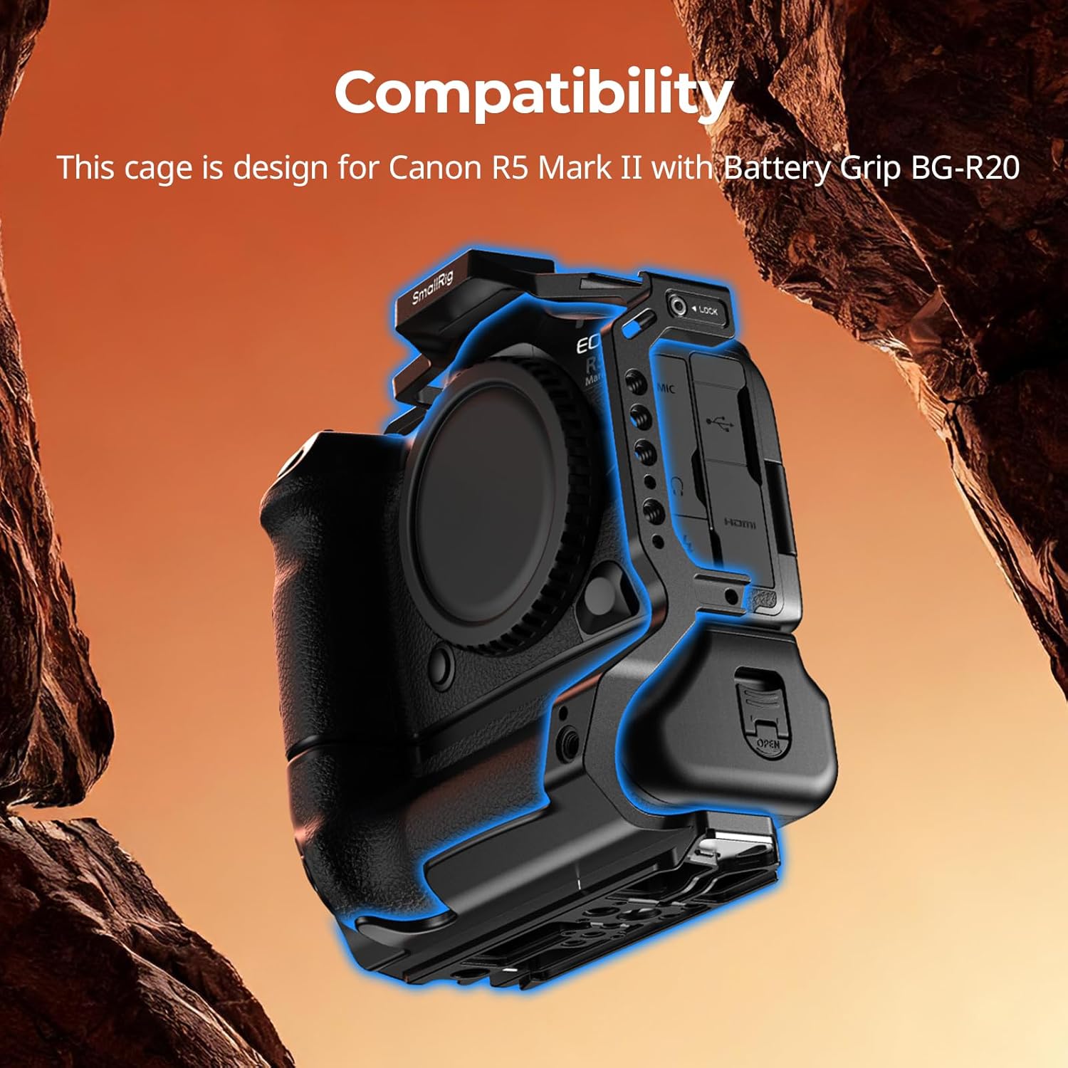 Detalle de SmallRig Gabbia per Canon EOS R5 Mark II con Battery Grip BG-R20 (5623)