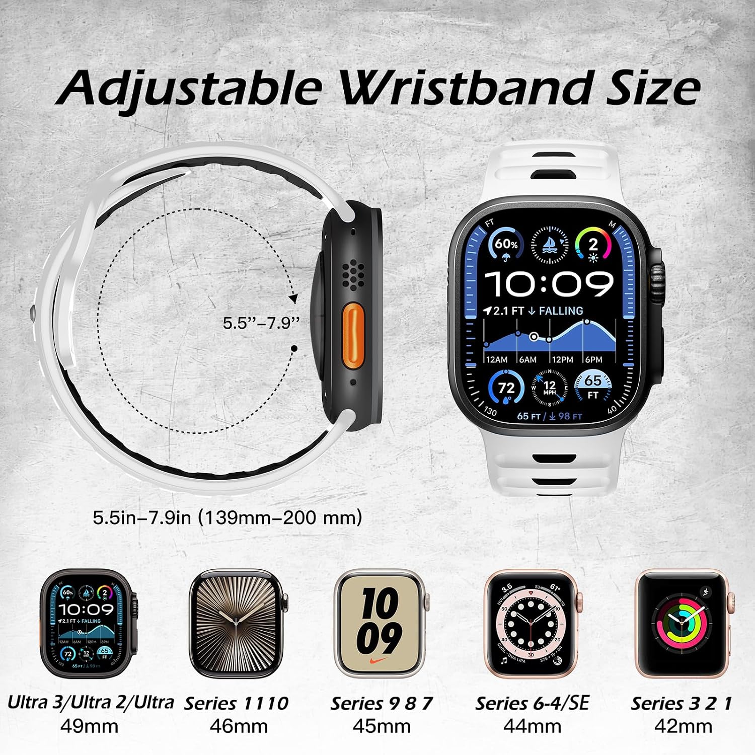 Detalle 2 de Higgs Sport Strap Compatible with Apple Watch 49mm silicone band